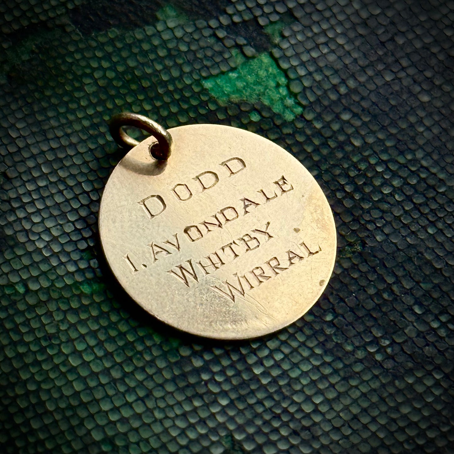 Vintage Wirral Address Pendant Token in 9 Carat Gold ; Circa 1964