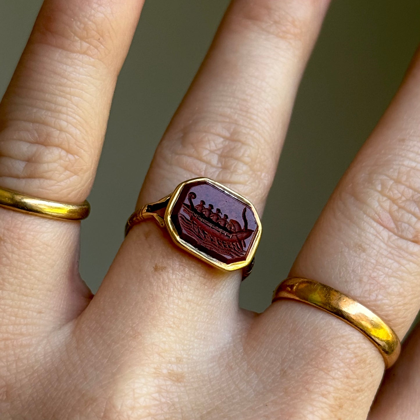 Sublime Jasper Intaglio Ring in 14 Carat Gold