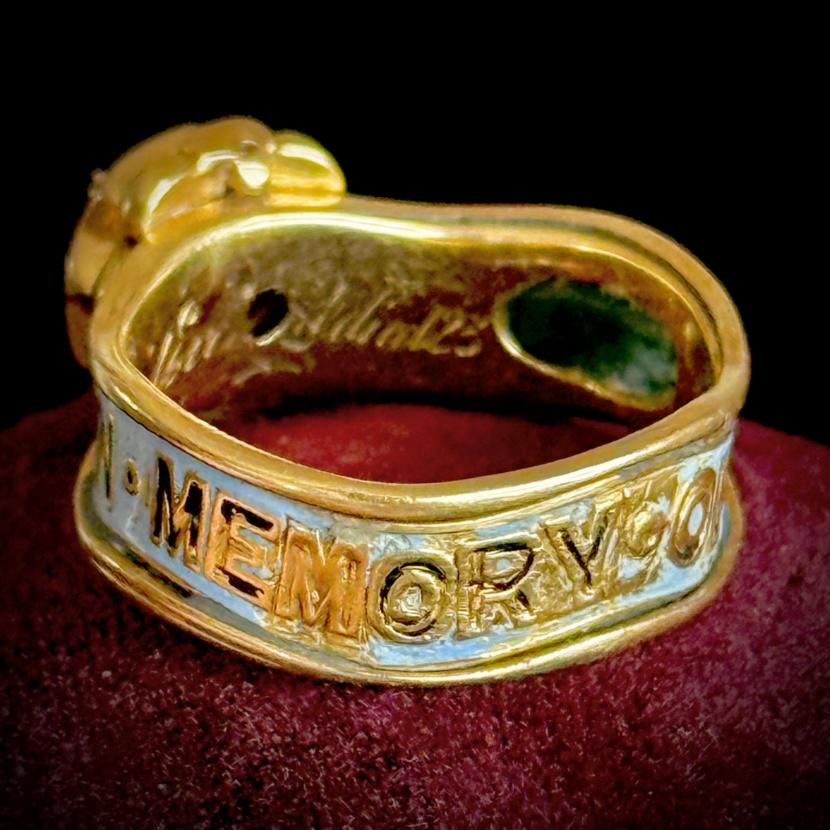 Victorian Sapphire Mourning Ring in 18 Carat Gold; circa 1852