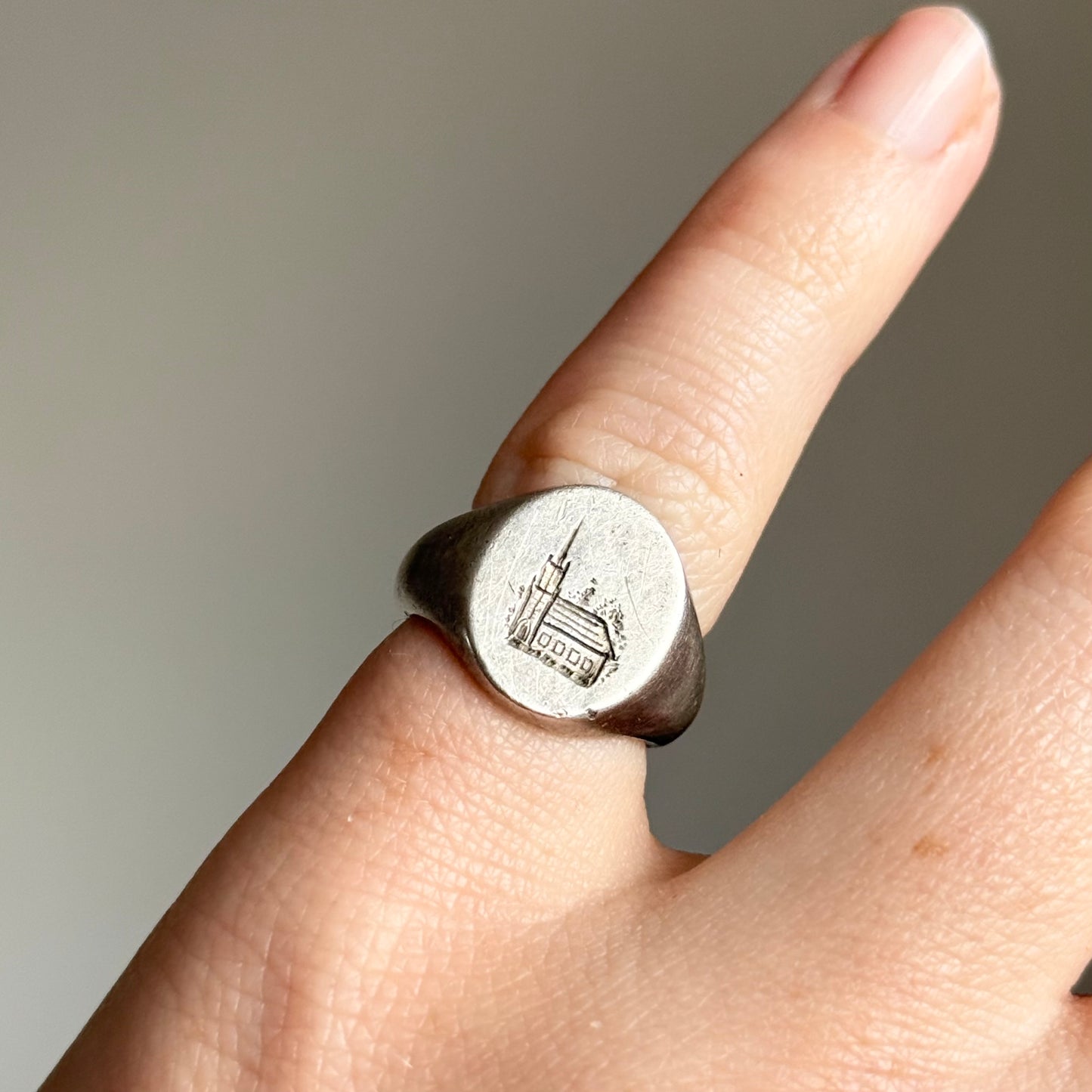 Antique Ecclesiastical Silver Signet Ring