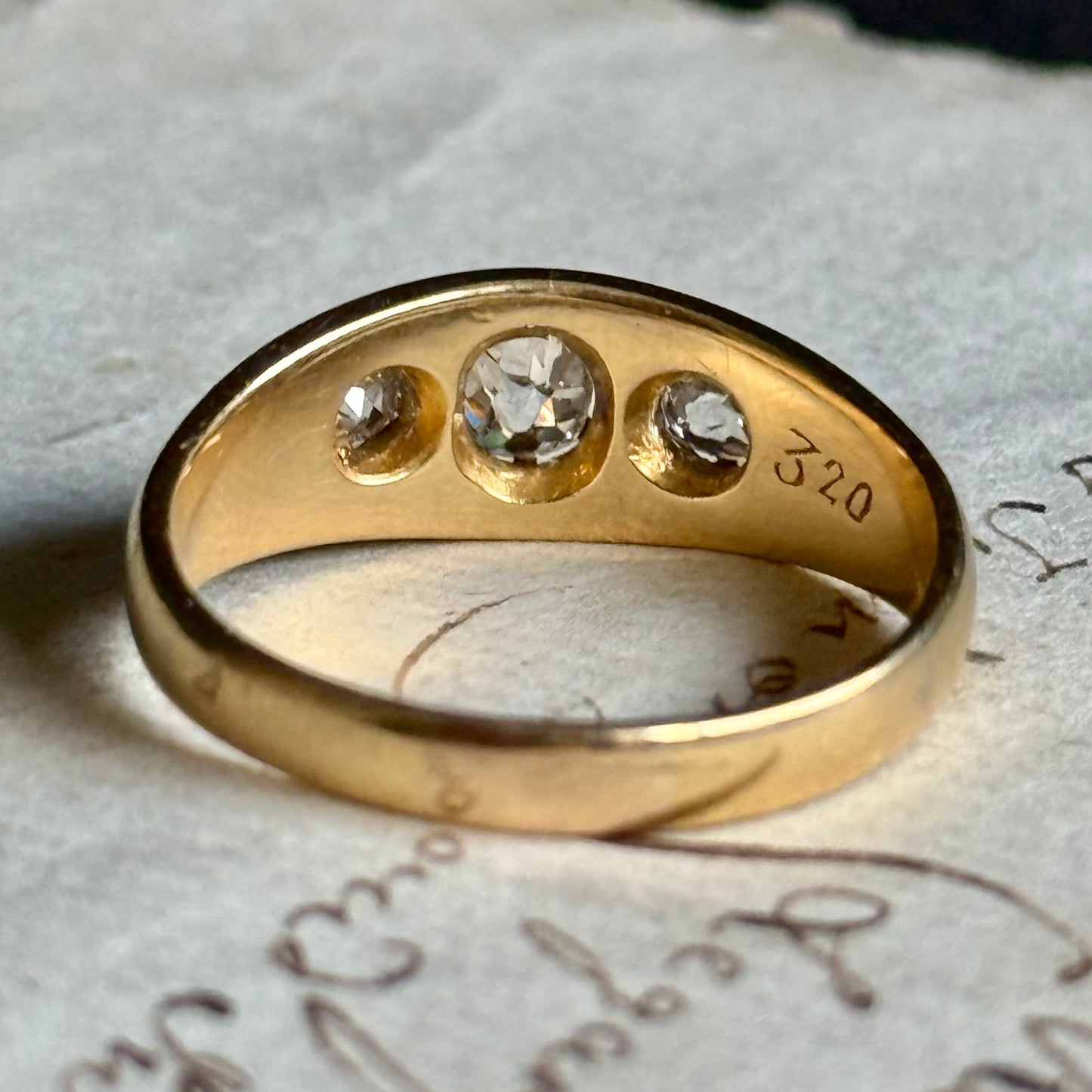 Antique Diamond Trilogy Ring in 18 Carat Gold
