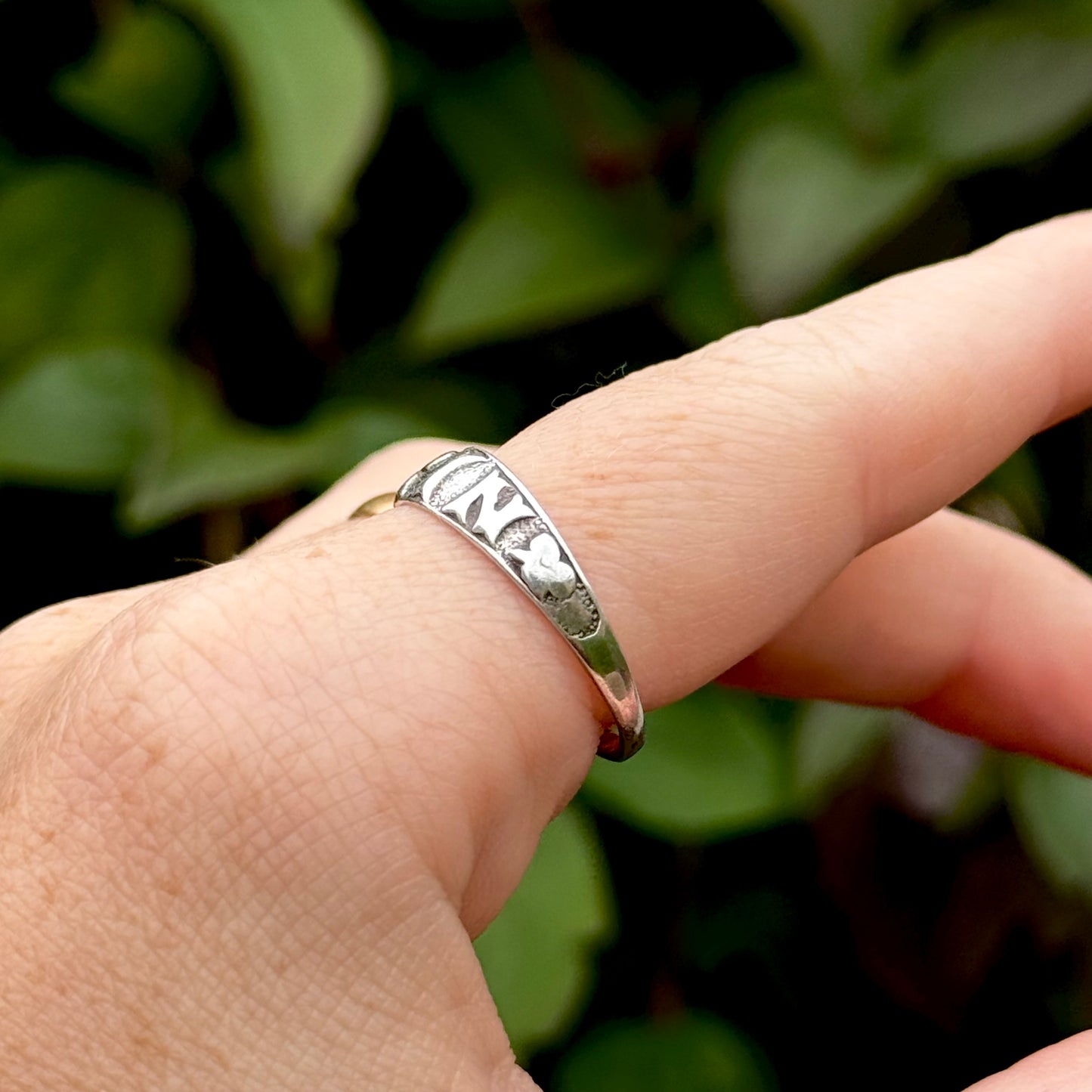 Edwardian ‘ERIN' Ring in Sterling Silver; Circa 1909