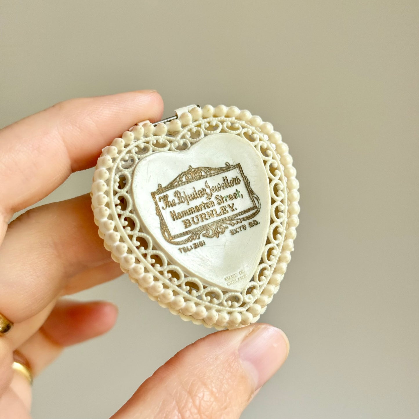 Vintage Early Plastic Filigree Ring Box