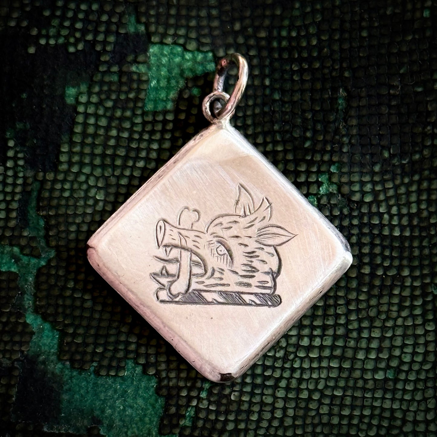 Antique Scottish Silver Heraldic Boar Pendant in Silver