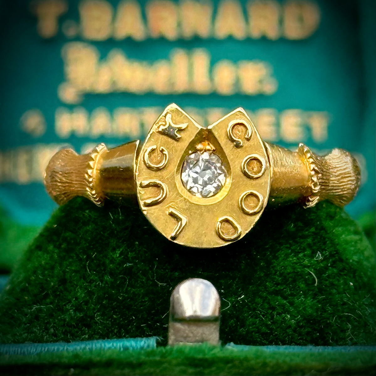 Antique Diamond Lucky Horseshoe Ring in 18 Carat Gold; circa 1884
