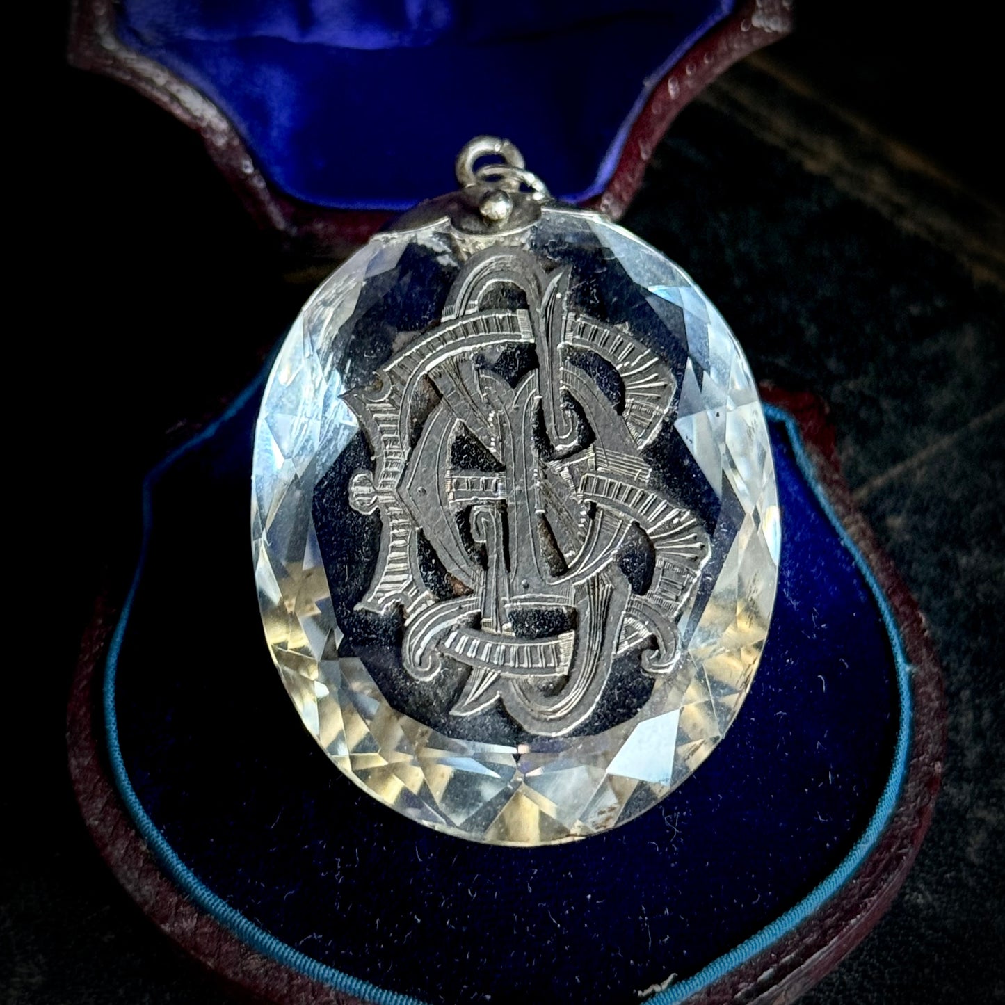Victorian Rock Crystal & Silver Monogram Pendant; Circa 1860