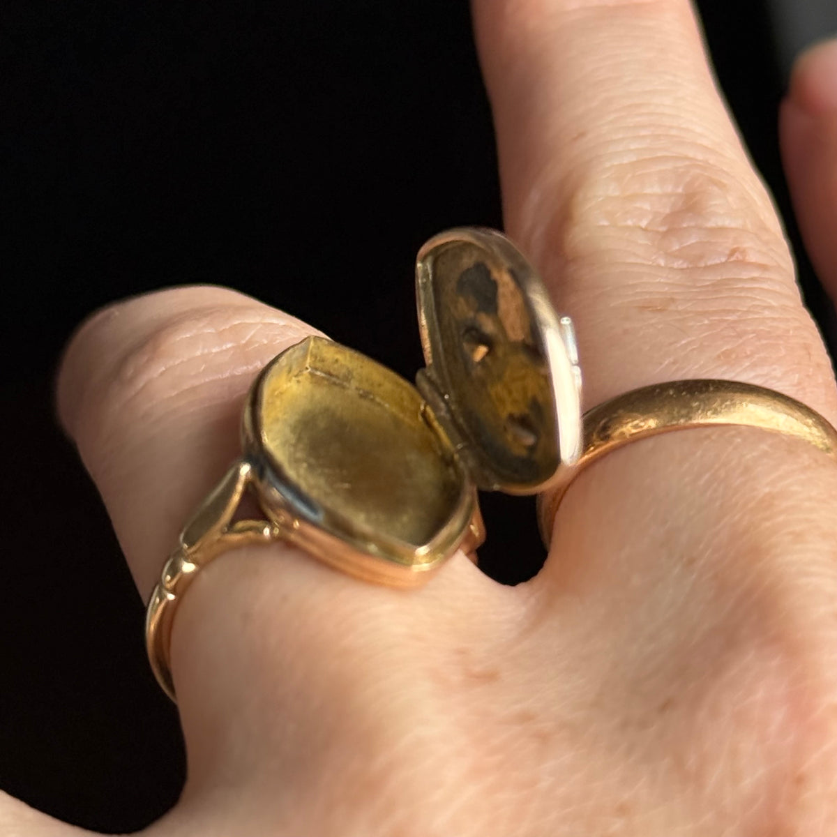 Antique Monogram Marquise Poison Ring in 18 Carat Gold; Circa 1900
