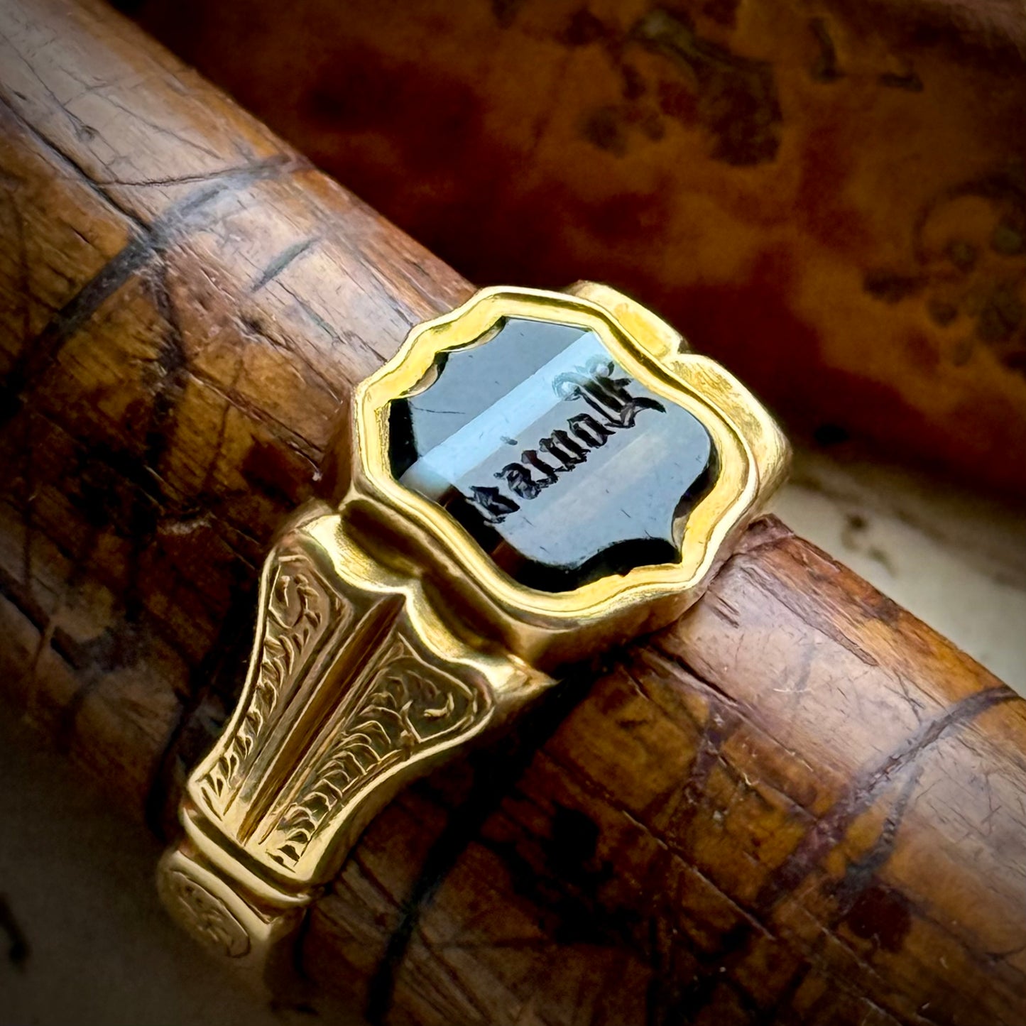 Antique Agate 'Louisa' Intaglio Ring in 18 Carat Gold; Circa 1900