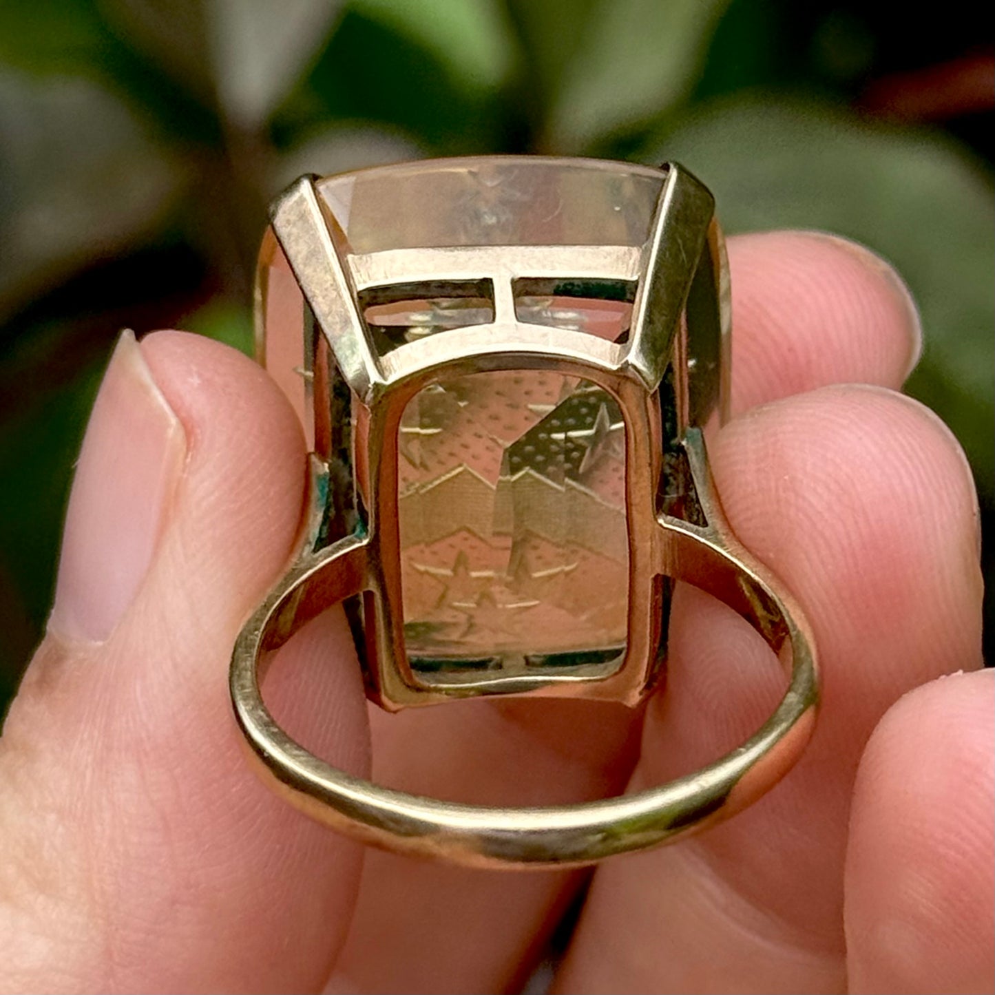 Substantial Vintage Citrine Heraldic Intaglio Ring