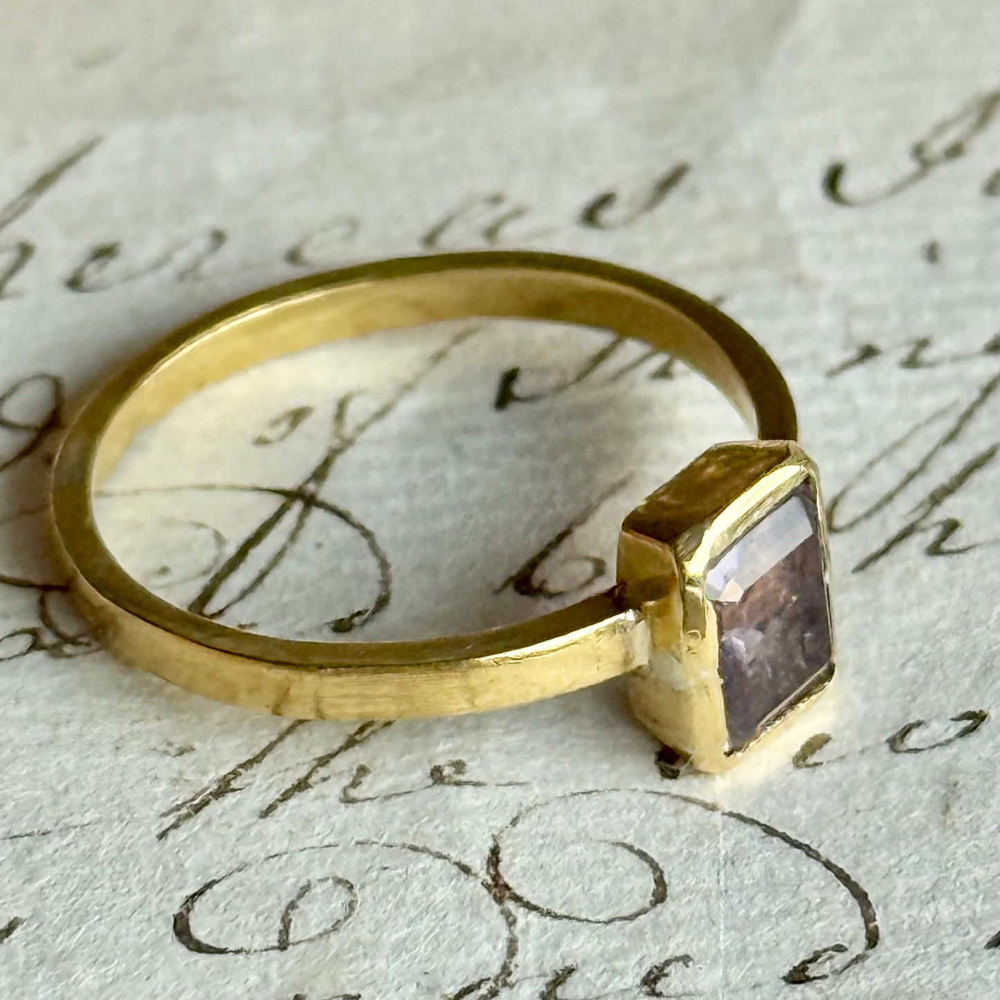 Handmade Amethyst Intaglio Ring in 22 Carat Gold