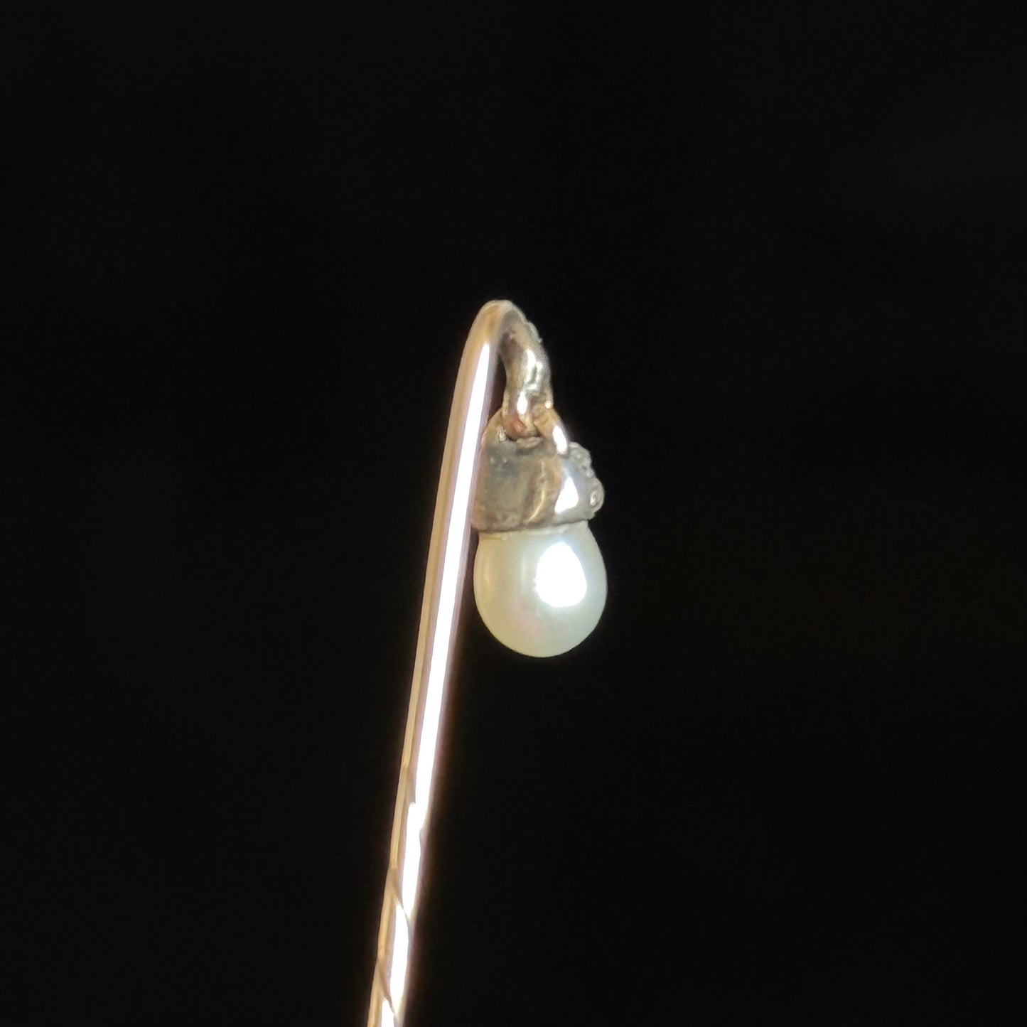 Antique Victorian Pearl & Diamond Acorn Pin; Circa 1860