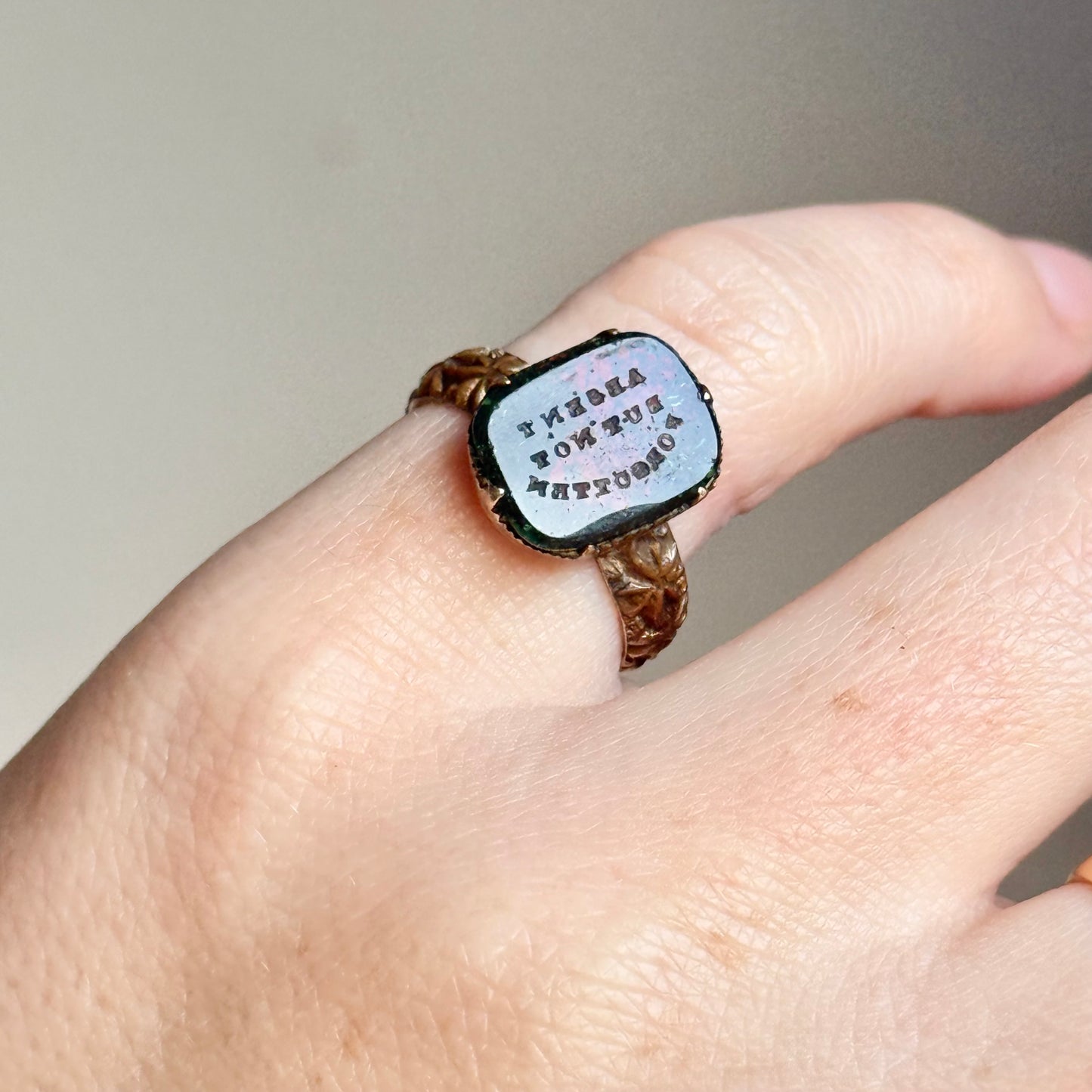 Antique Bloodstone Mourning Ring;Circa 1890