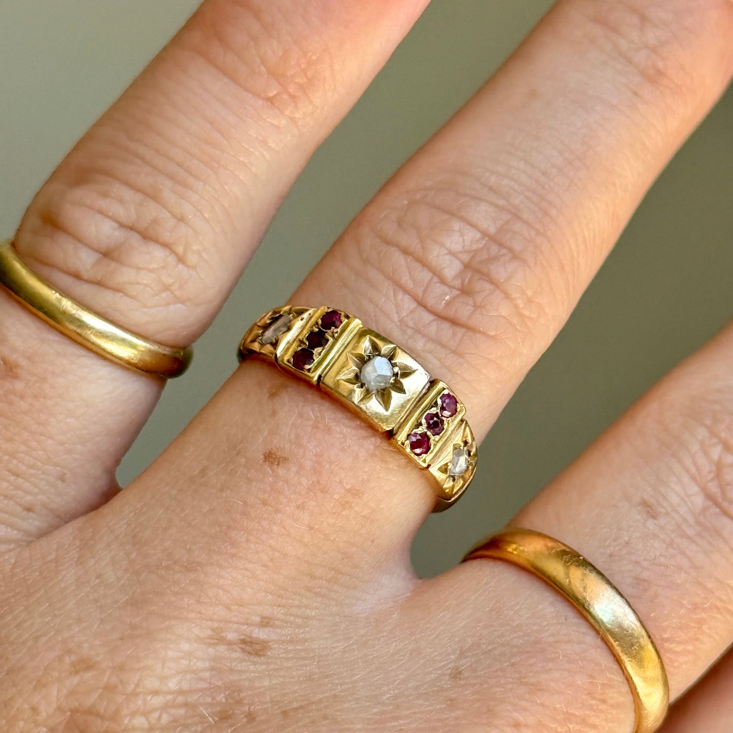 Antique Victorian Ruby & Diamond Ring; Circa 1890