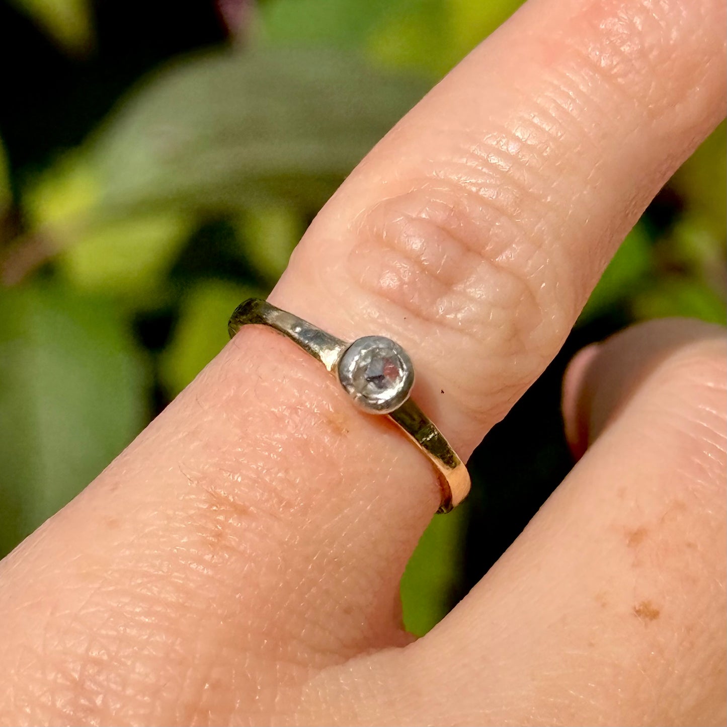 Vintage Rose Cut Solitaire Ring in 9 Carat Gold