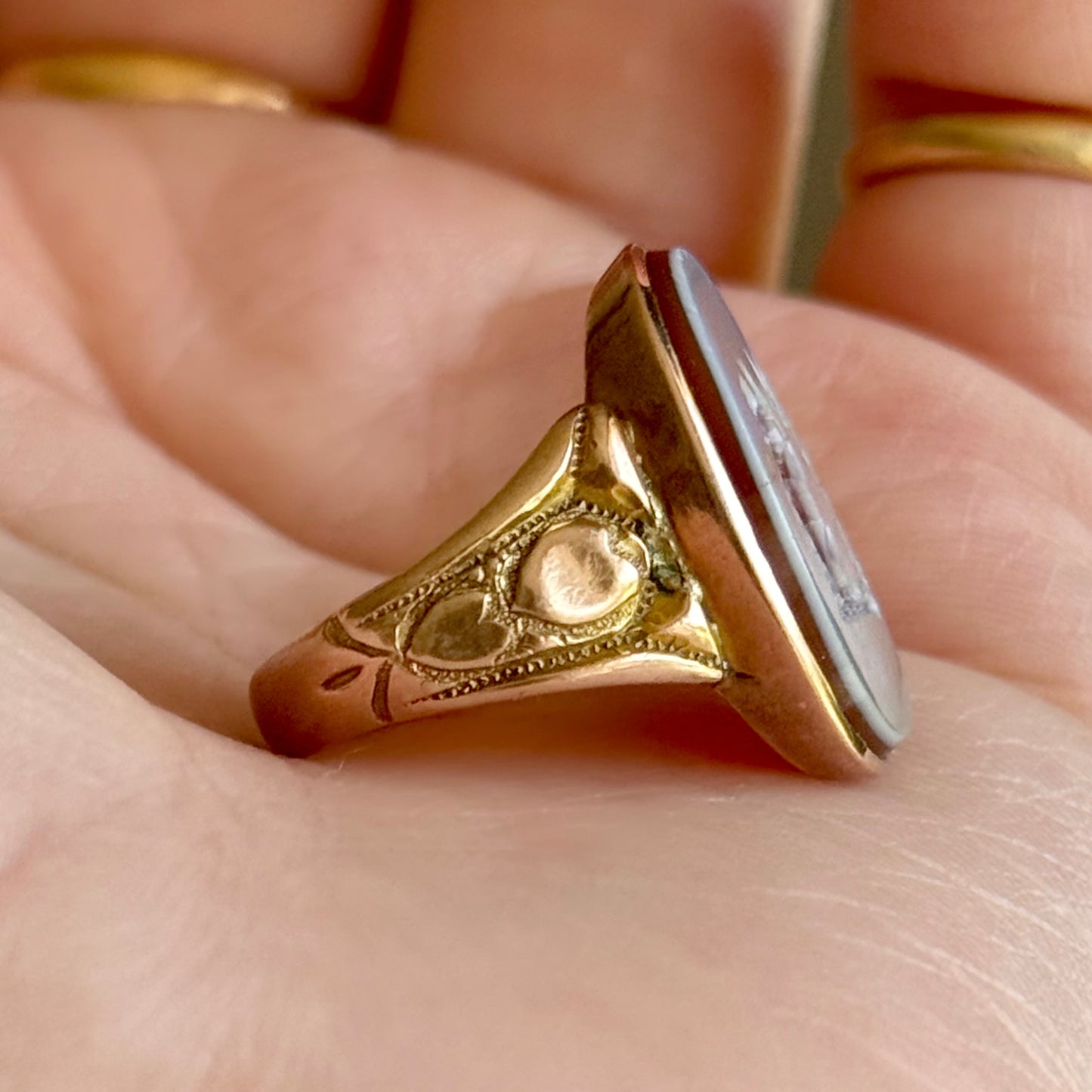 Antique Squirrel Intaglio Signet Ring in 9 Carat Gold
