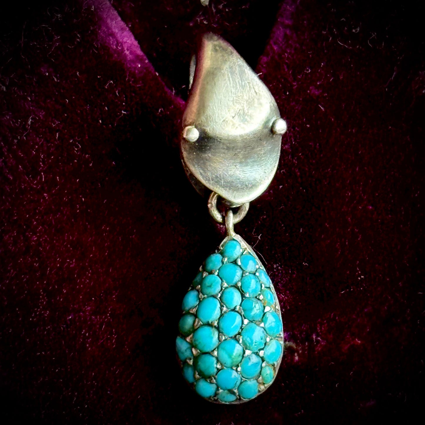 Antique Turquoise Snake Pendant in Silver