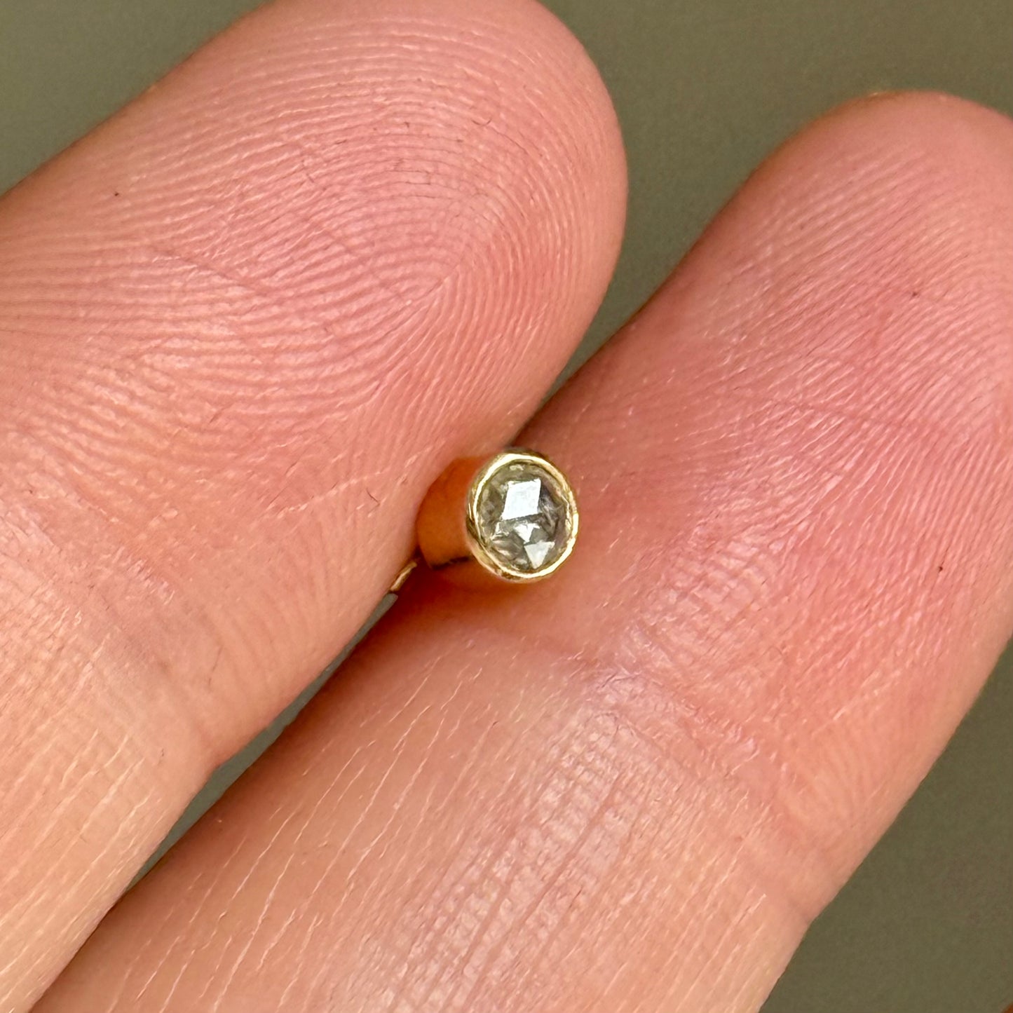 Vintage Single Rose Cut Diamond Stud Earring in 9 Carat Gold