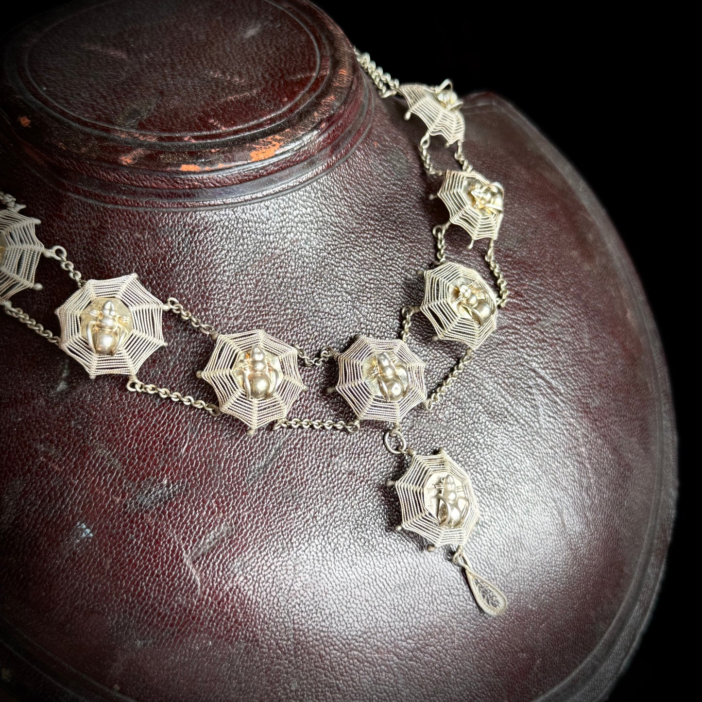 Late Victorian Filigree Spider Web Collar; Circa 1890