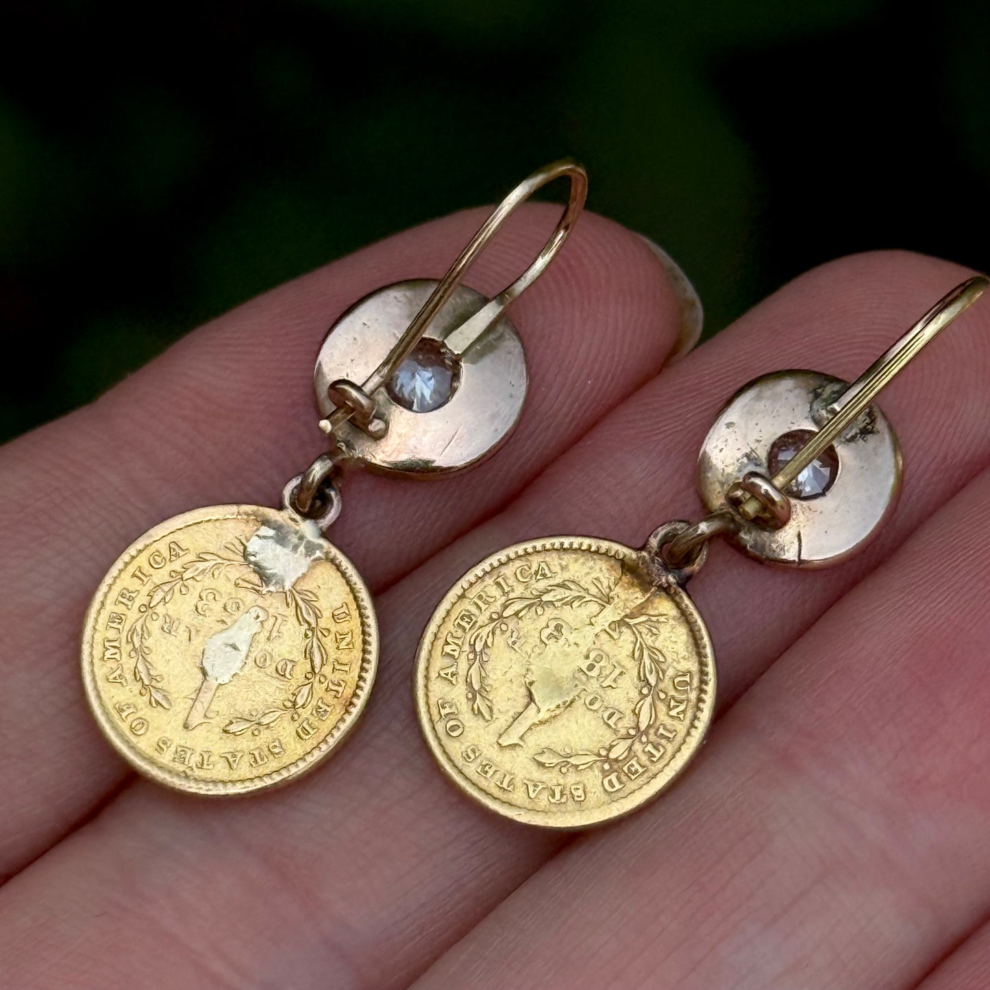 Antique Diamond & Dollar Drop Earrings; Circa 1850