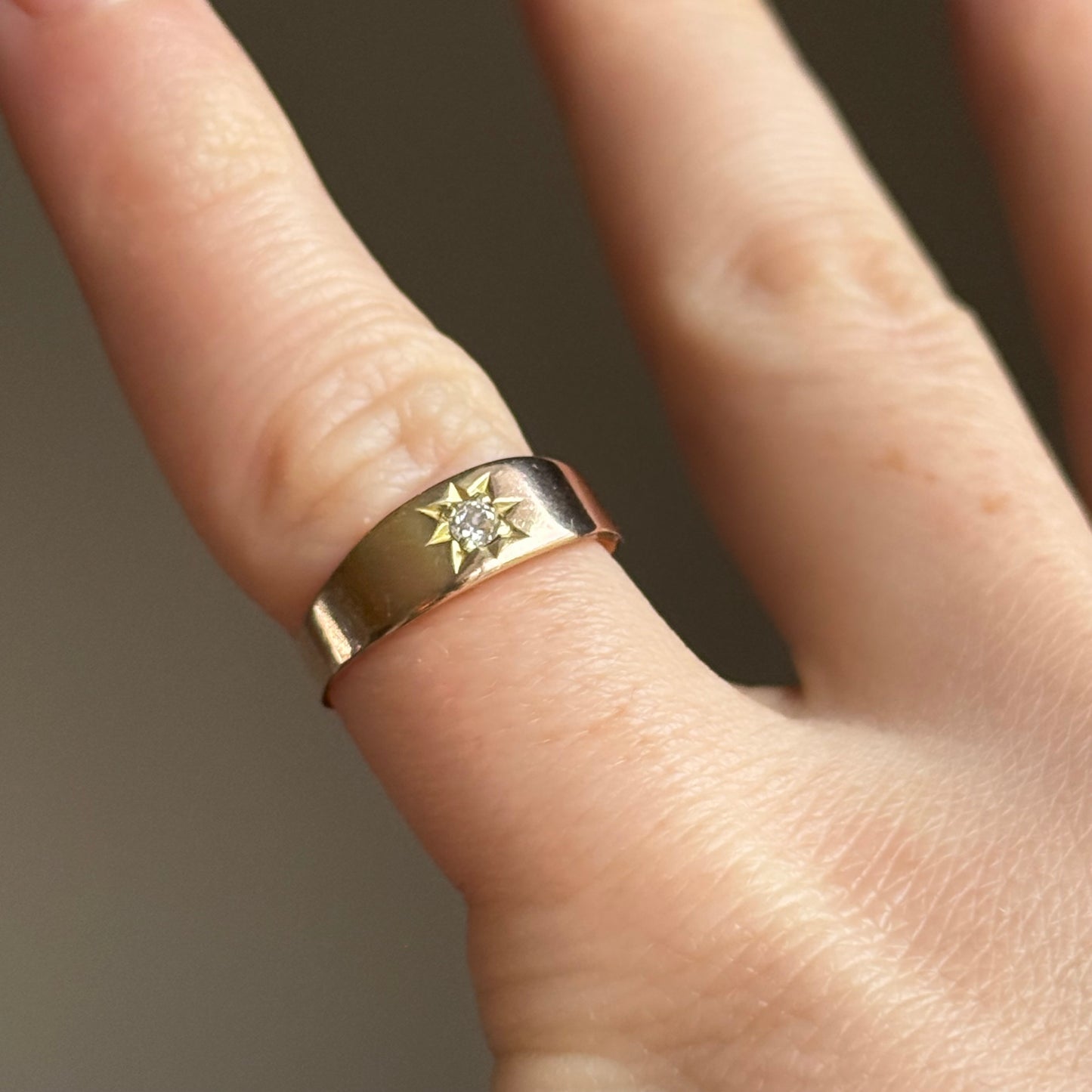 Antique Victorian Diamond Starburst Ring in 9 Carat Gold; Circa 1895