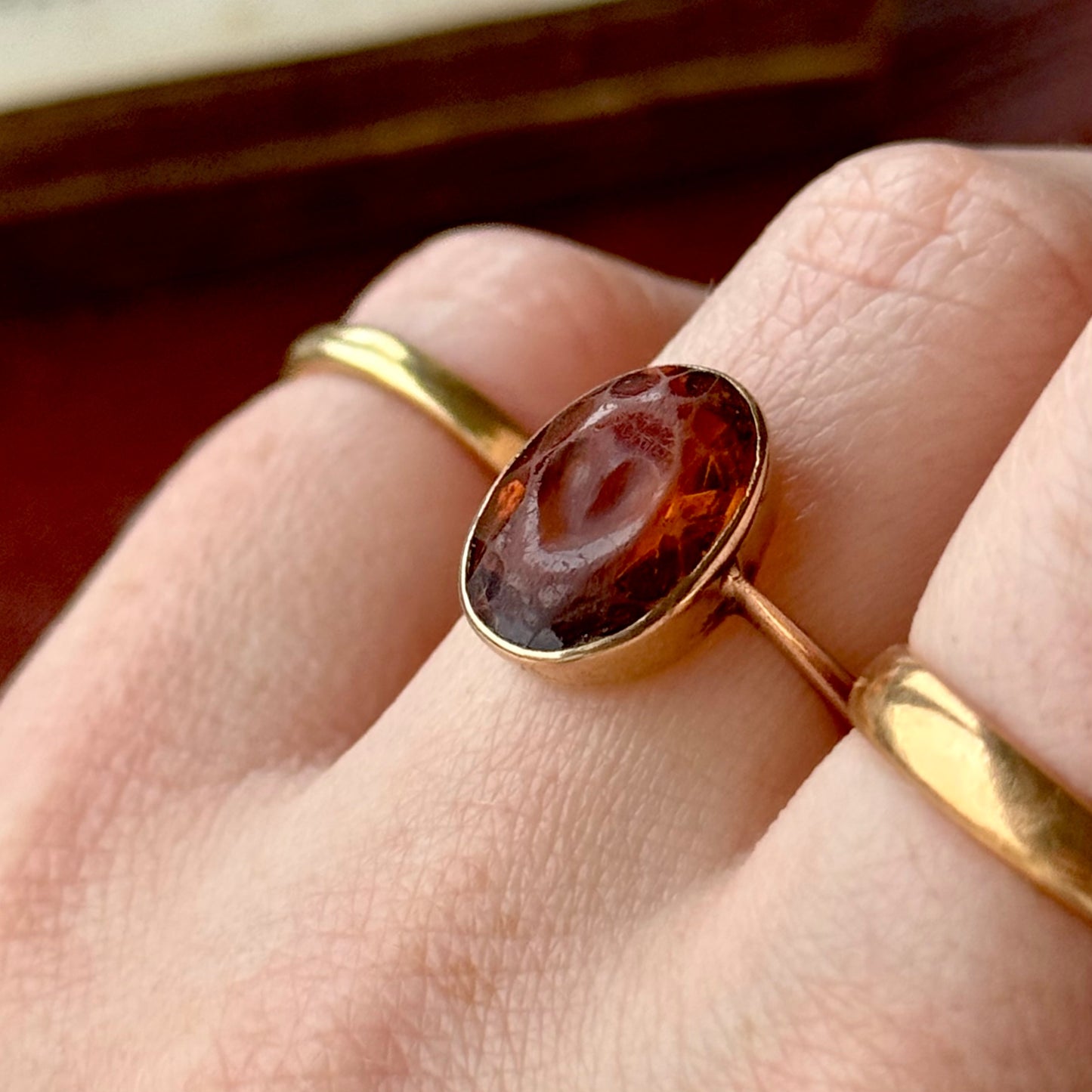 Heart Carved Citrine Ring in 9 Carat Gold