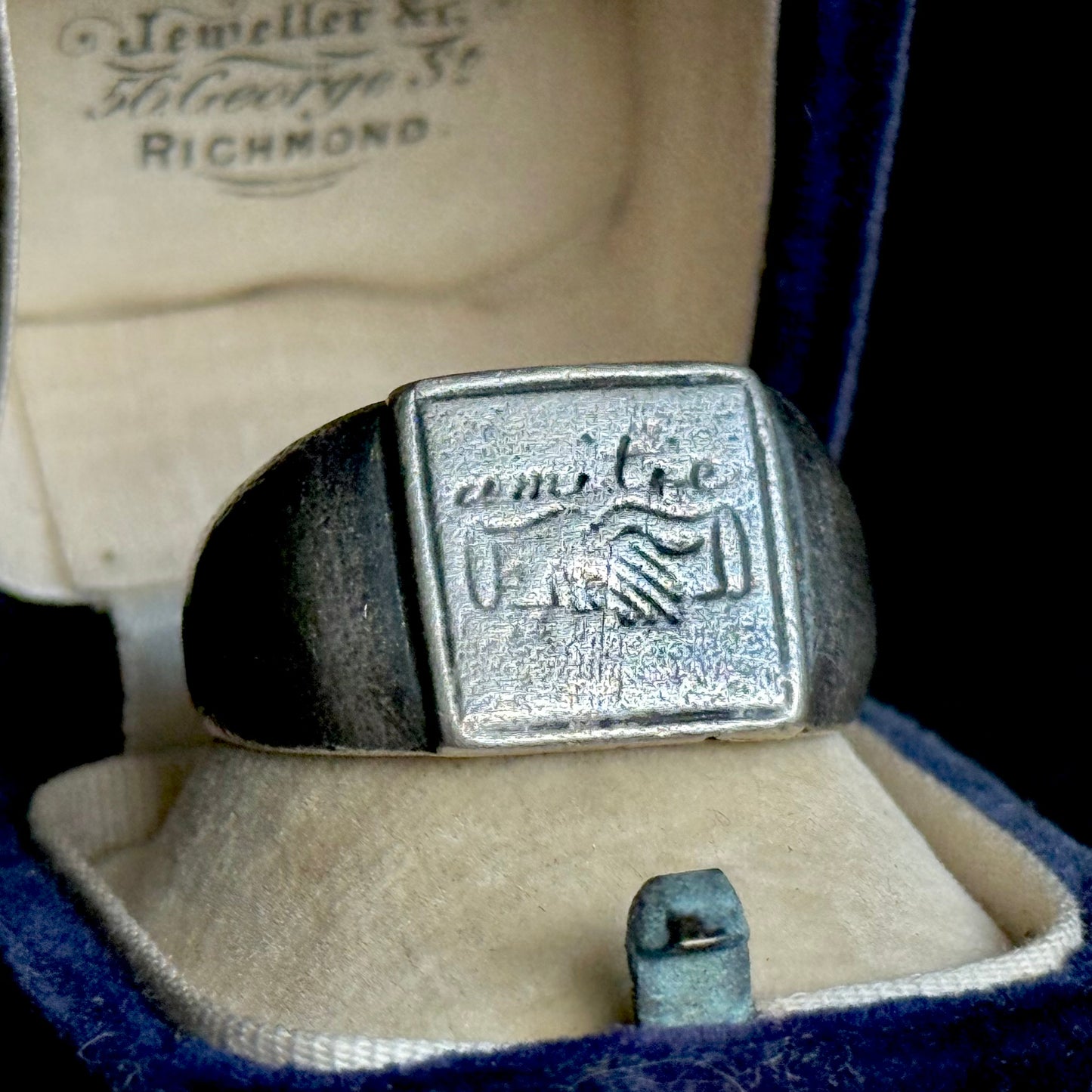 Antique Silver 'Amitie' European Friendship Ring