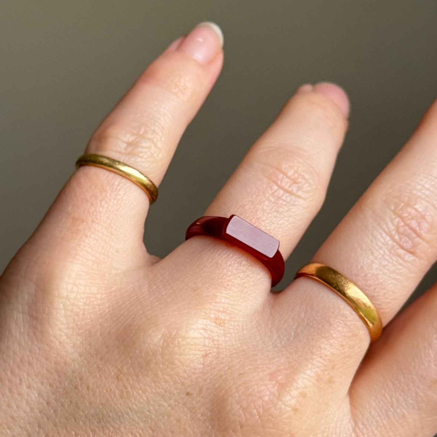 Antique Carnelian Carved Signet Ring; Circa 1880