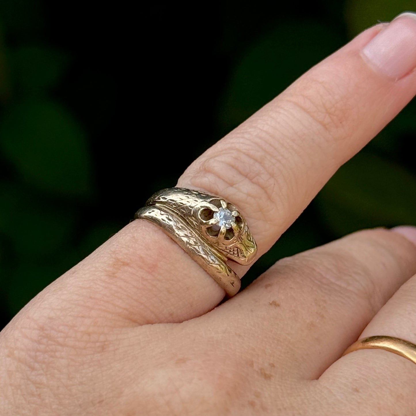 Antique Diamond Set Snake Ring; Circa 1900