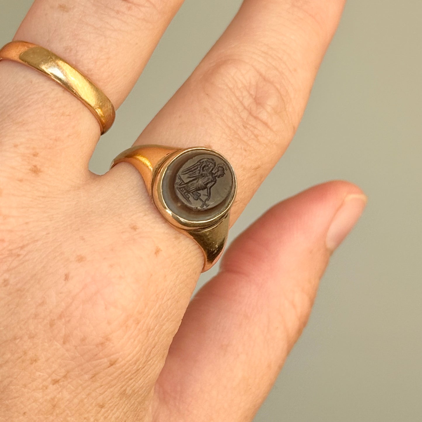 Ancient Roman Goddess Victoria Intaglio Ring