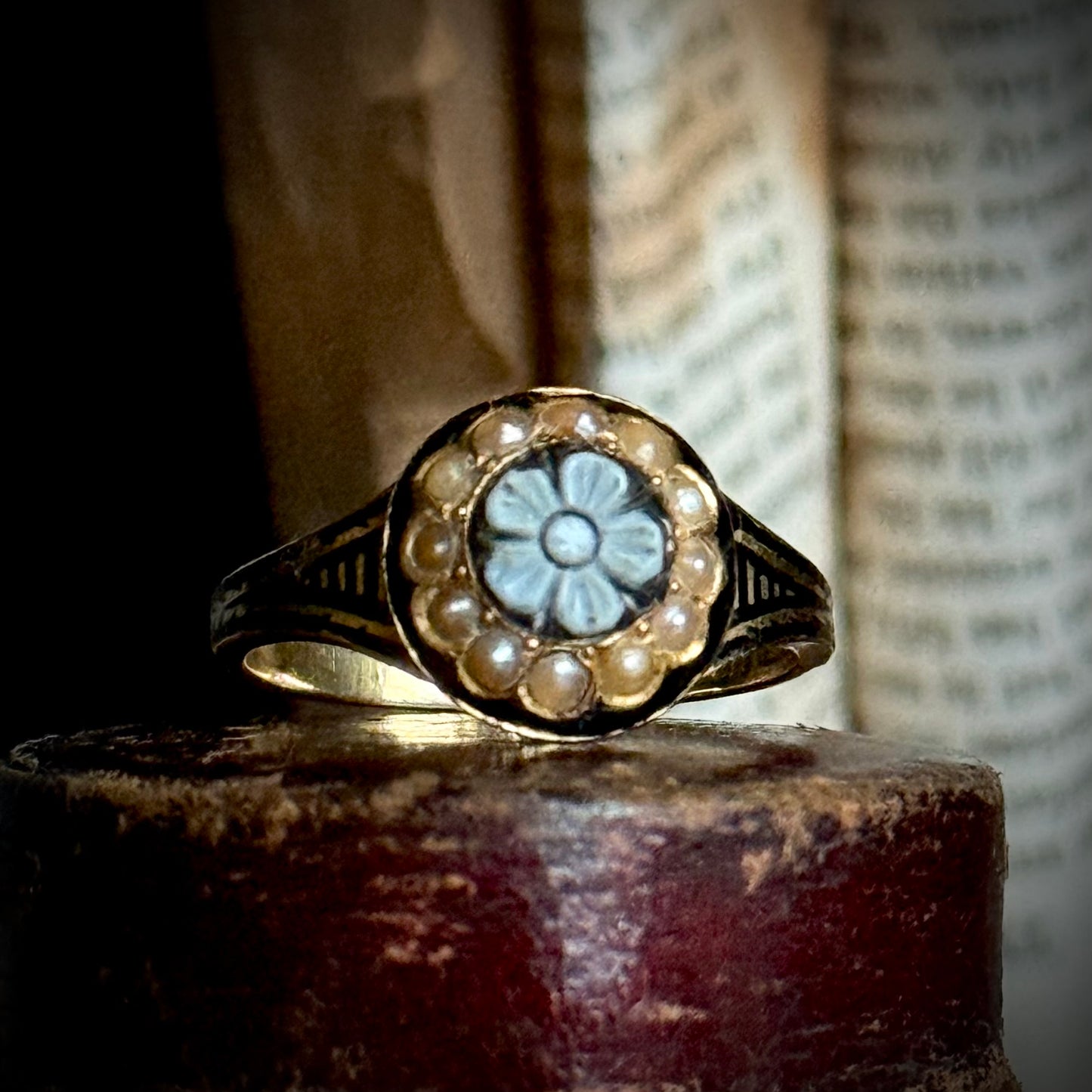Victorian Mourning Ring in 15 Carat Gold; Circa 1848
