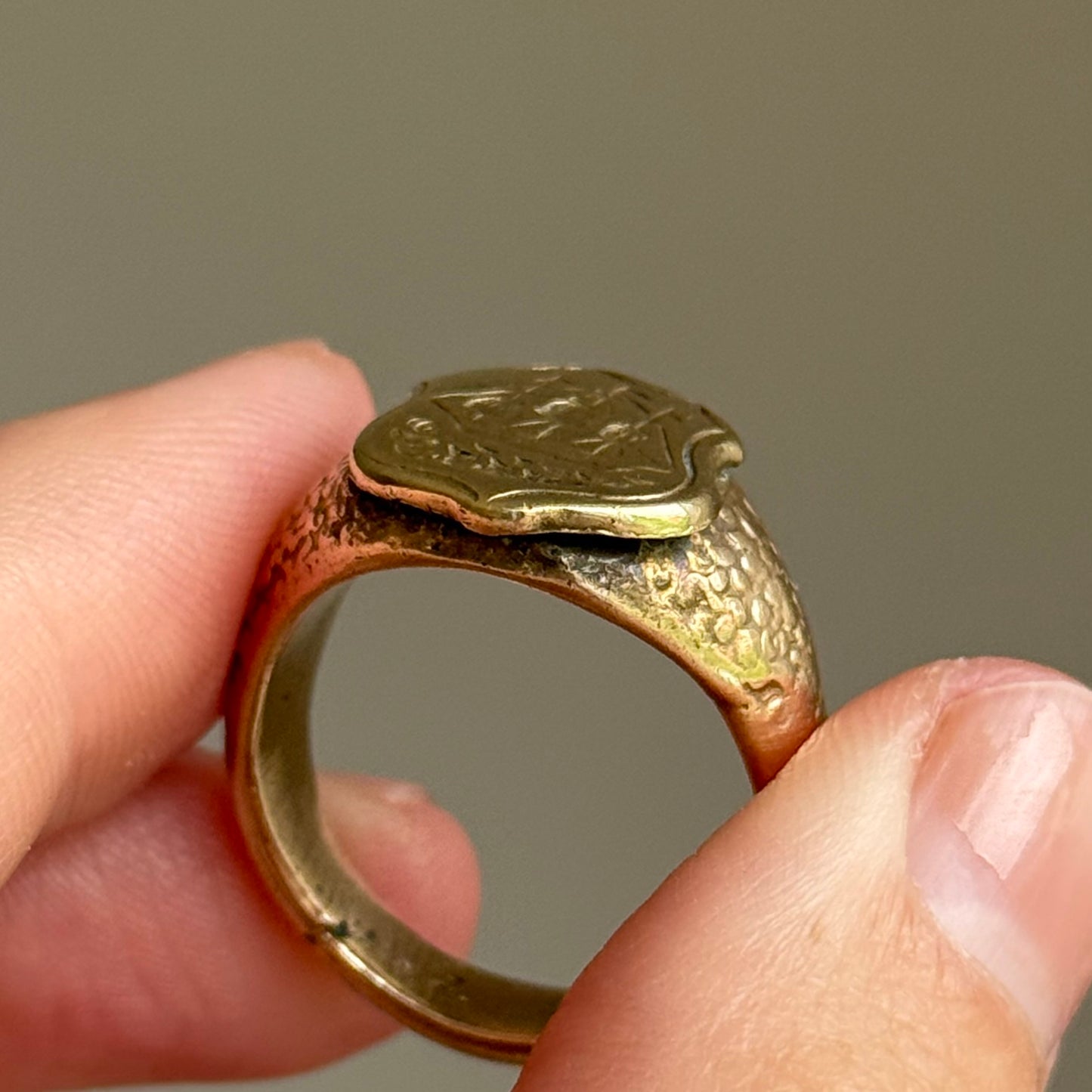 Victorian Heavy Nautical Ship Intaglio Signet ring; Circa 1880