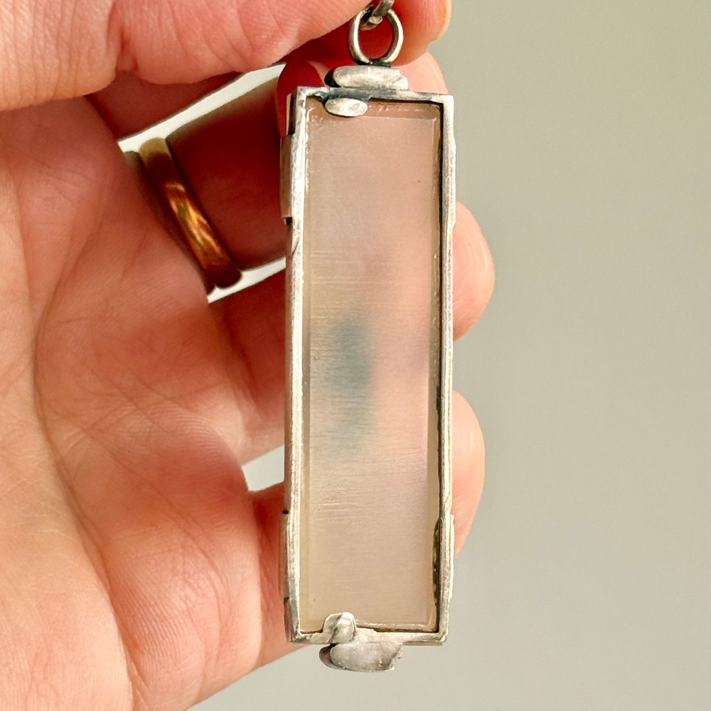 Antique Scenic Dendritic Agate Pendant in Silver