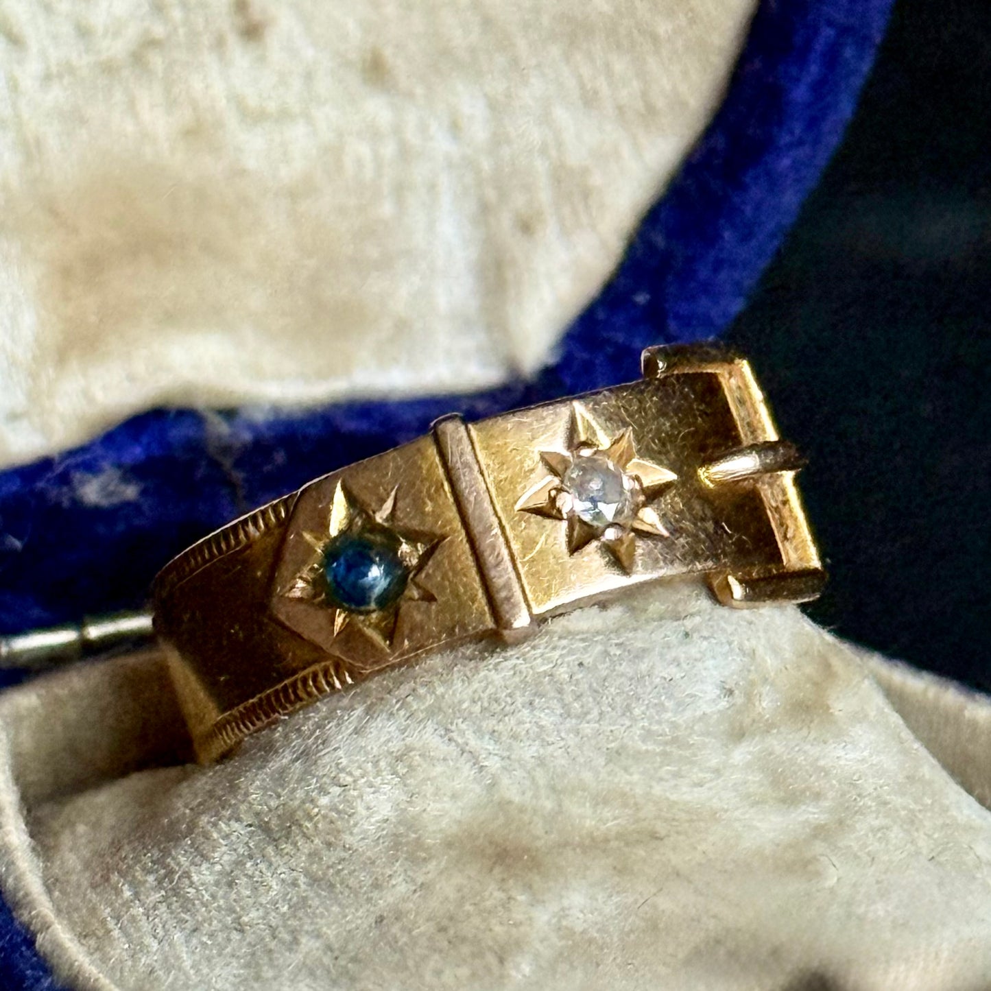 Victorian Buckle Diamond Ring in 15 Carat Gold; Circa 1891