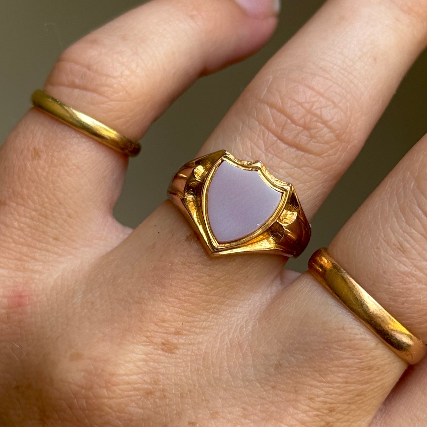 Antique Edwardian Shield Signet Ring; Circa 1909