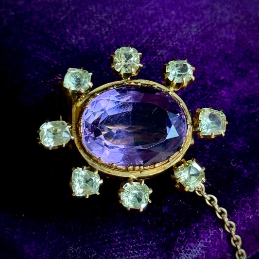 Victorian Ethereal Amethyst & Chrysoberyl Brooch