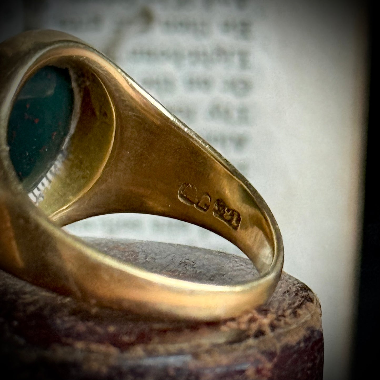 Antique Victorian Bloodstone Signet Ring in 18 Carat Gold; Circa 1880