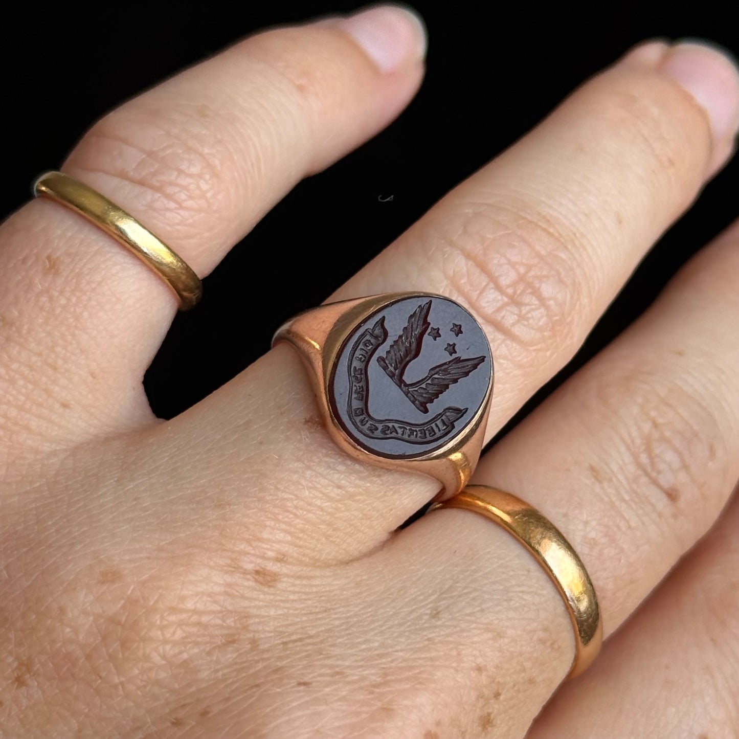 Victorian Intaglio Signet Mourning Ring; Circa 1878