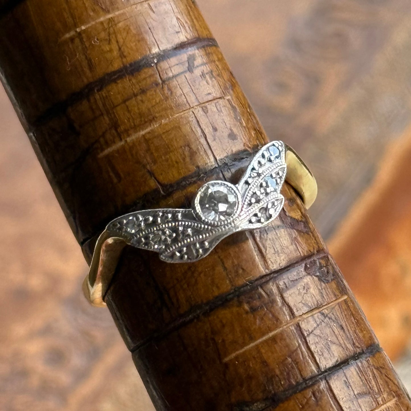 Antique Diamond Winged Ring in 18 Carat Gold; Circa 1900