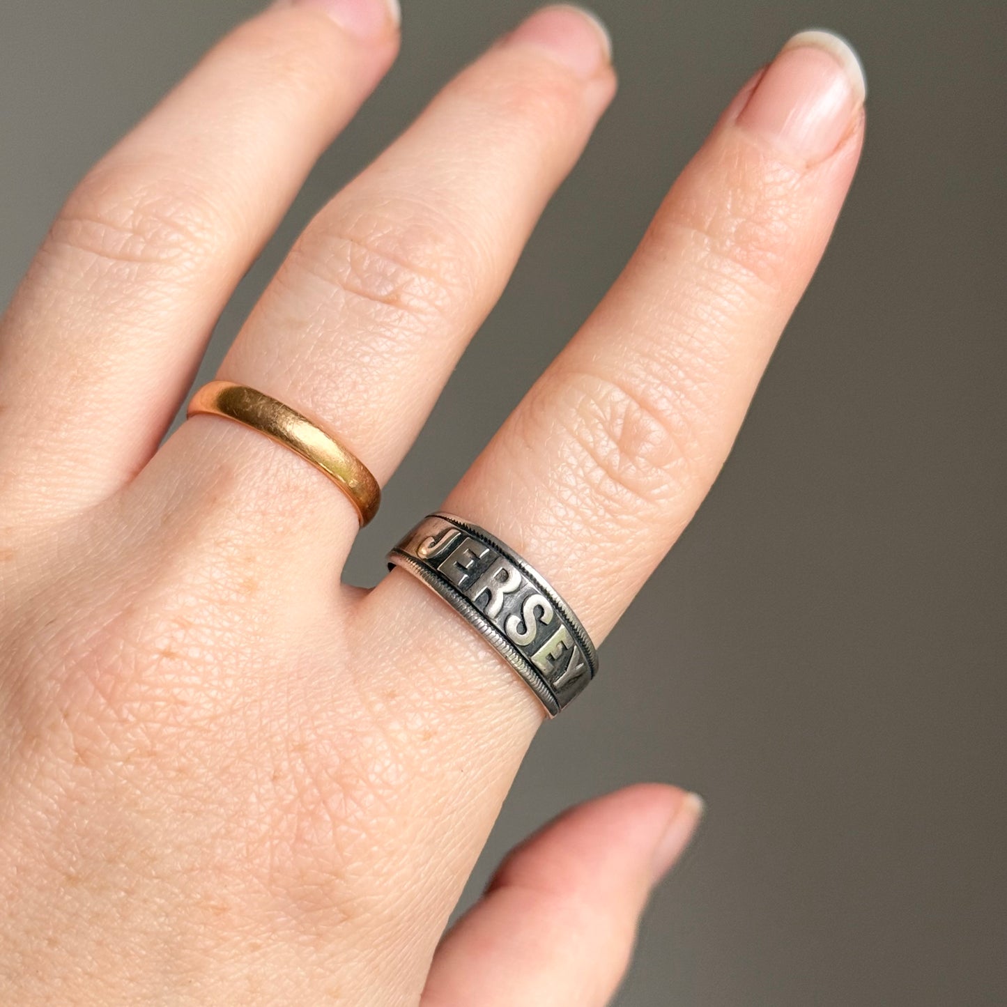 Victorian ‘JERSEY' Ring in Sterling Silver; Circa 1886