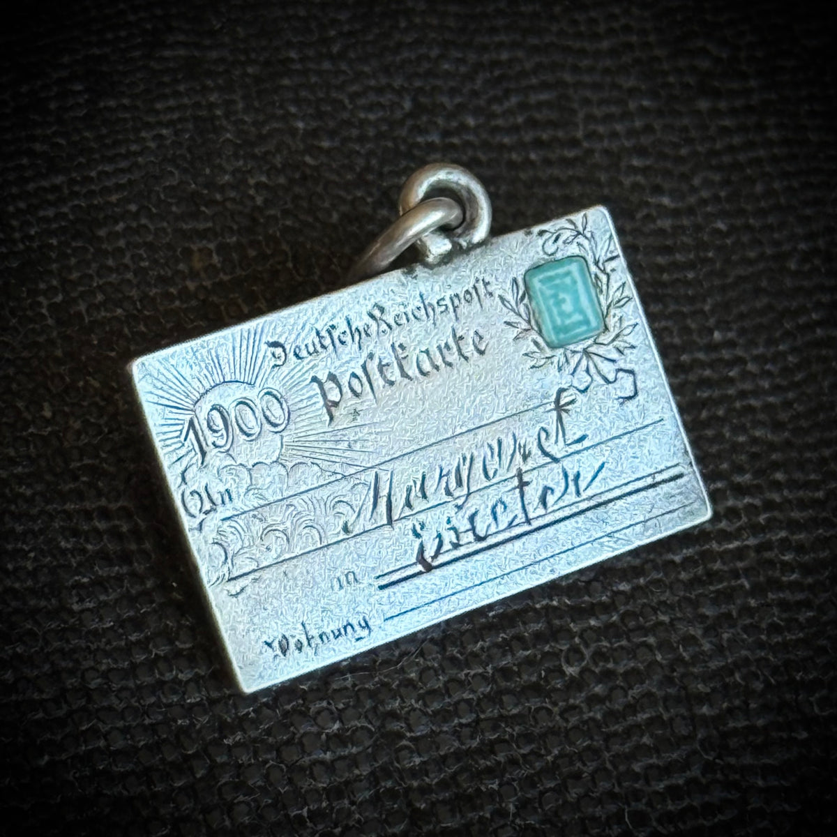 Antique Edwardian Silver Envelope Souvenir Pendant; Circa 1900