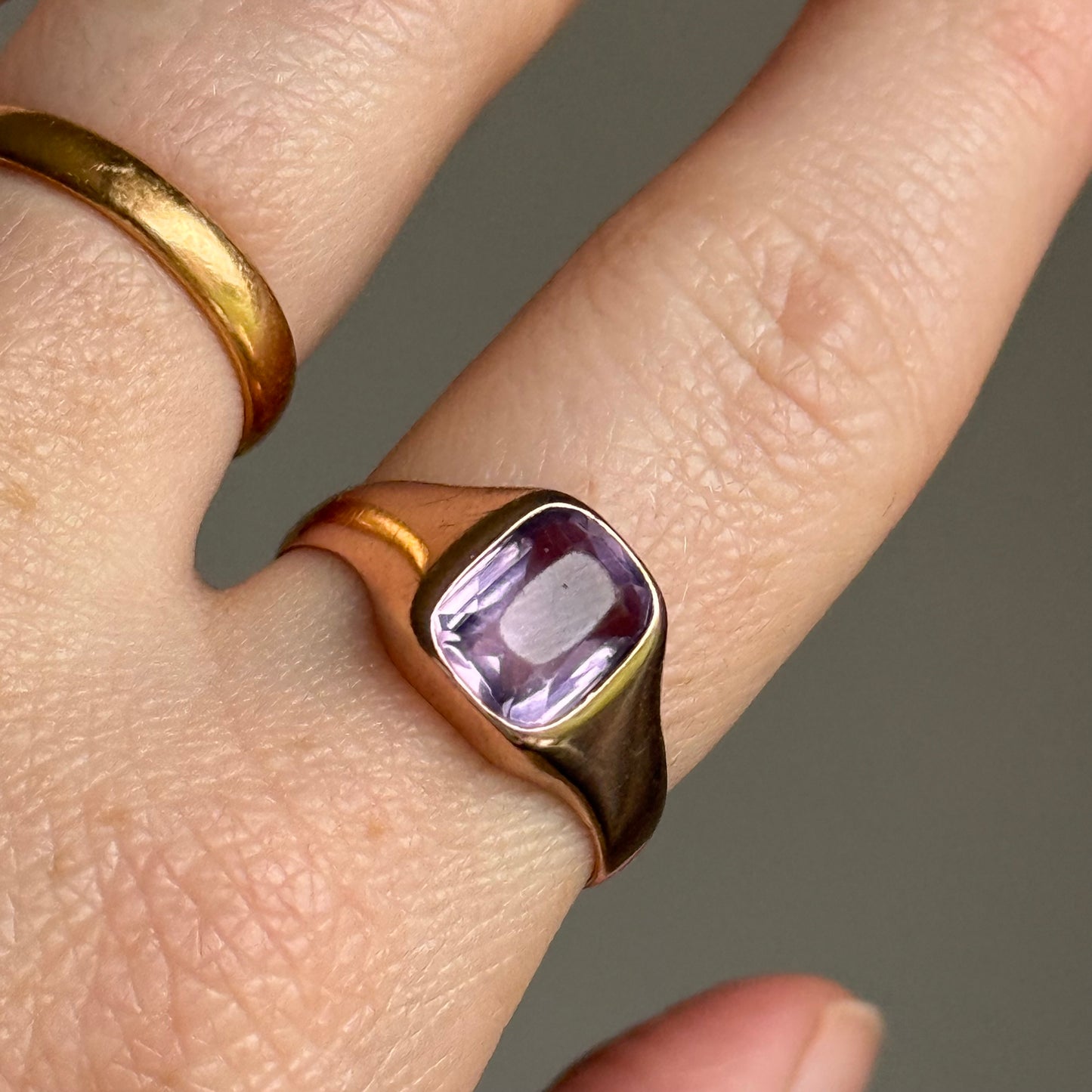 Antique Victorian Amethyst Ring in 8 Carat Gold; Circa 1890