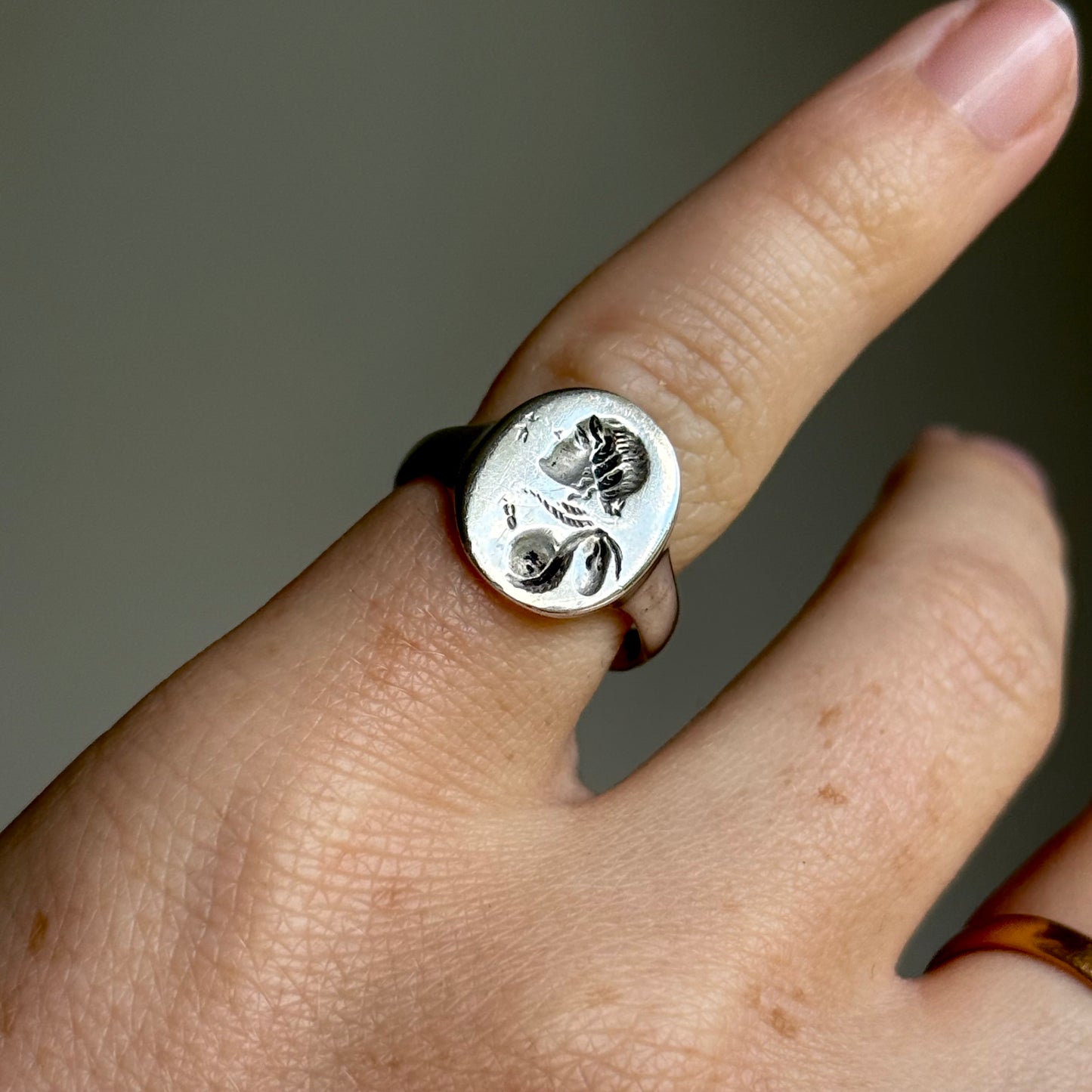 Antique Classical Figure Silver Signet Ring
