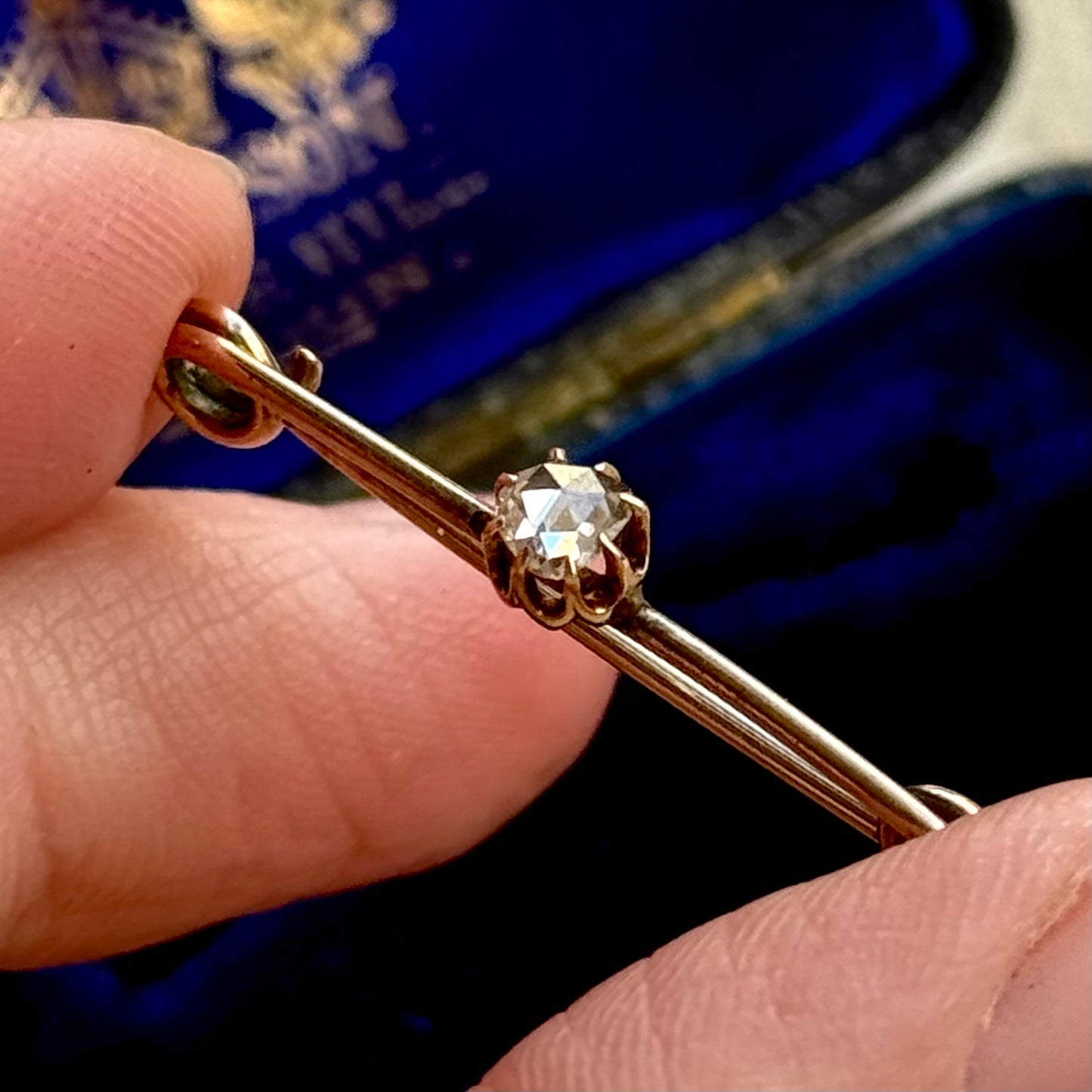 Antique Rose Cut Diamond Brooch with Original Box