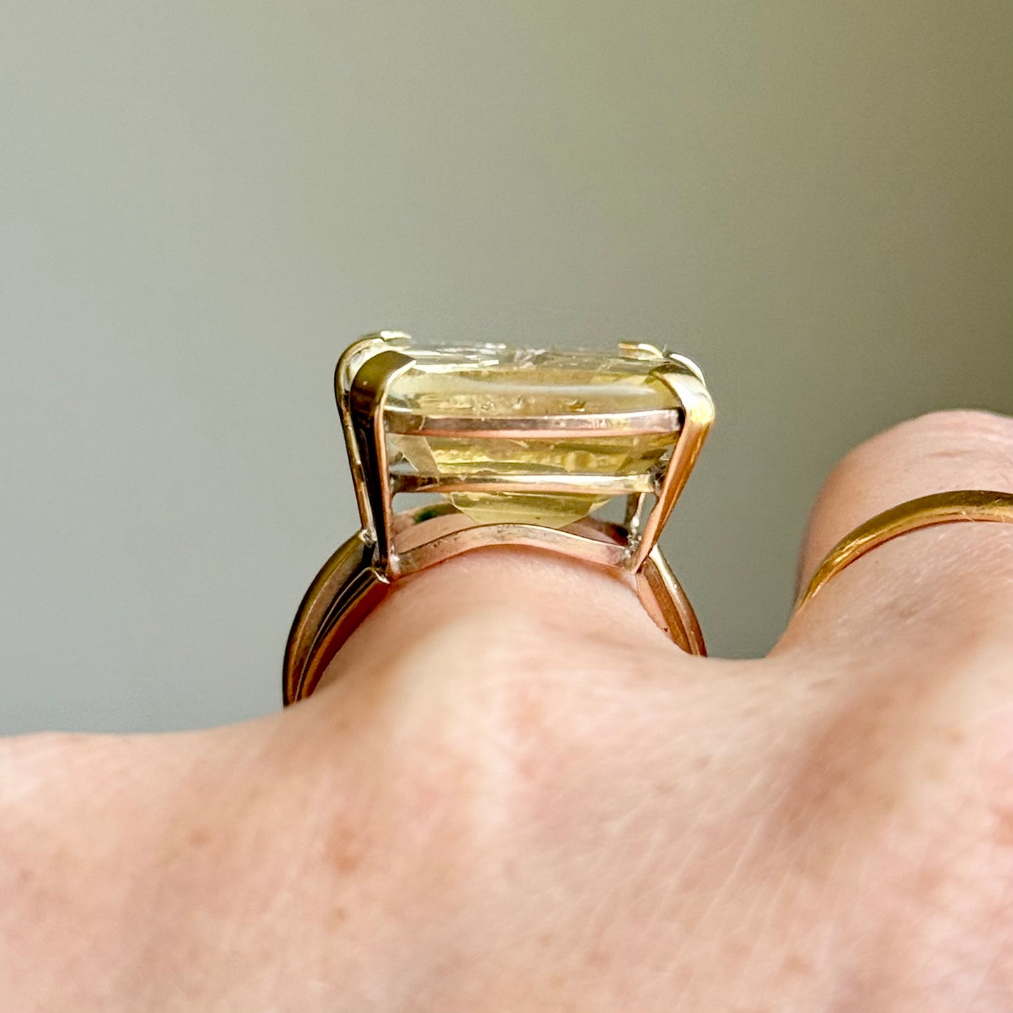 Substantial Citrine Intaglio Ring in 9 Carat Gold