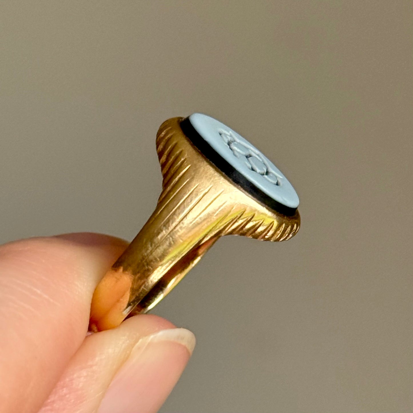 Antique Victorian Monogram Signet Ring in 18 Carat Gold; Circa 1890