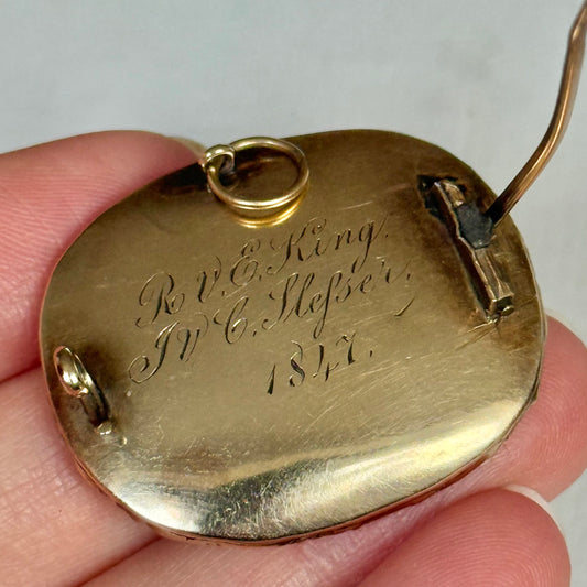 Antique Victorian Mourning Brooch; Circa 1847