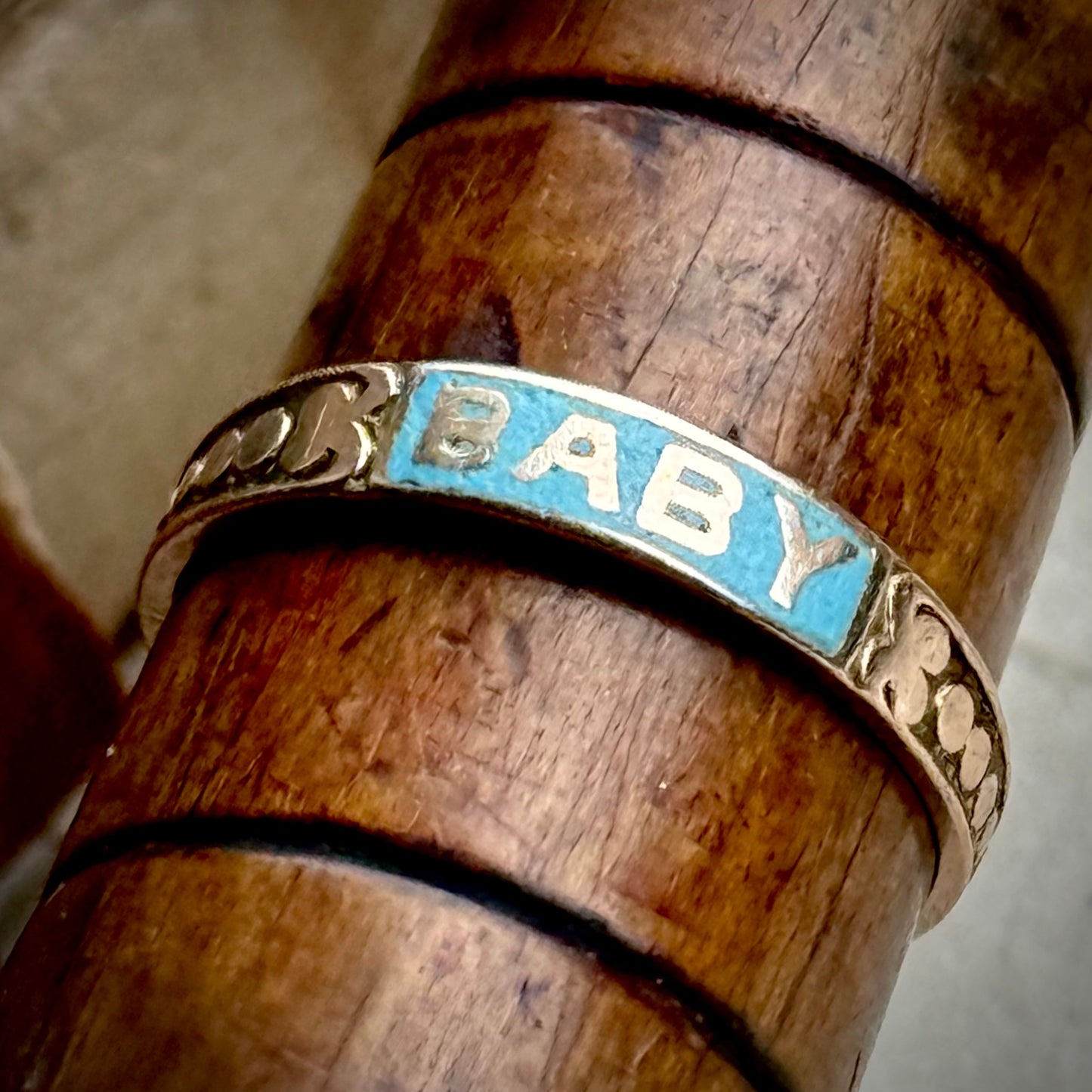 Antique Victorian Enamel 'Baby' Ring in 10 Carat gold