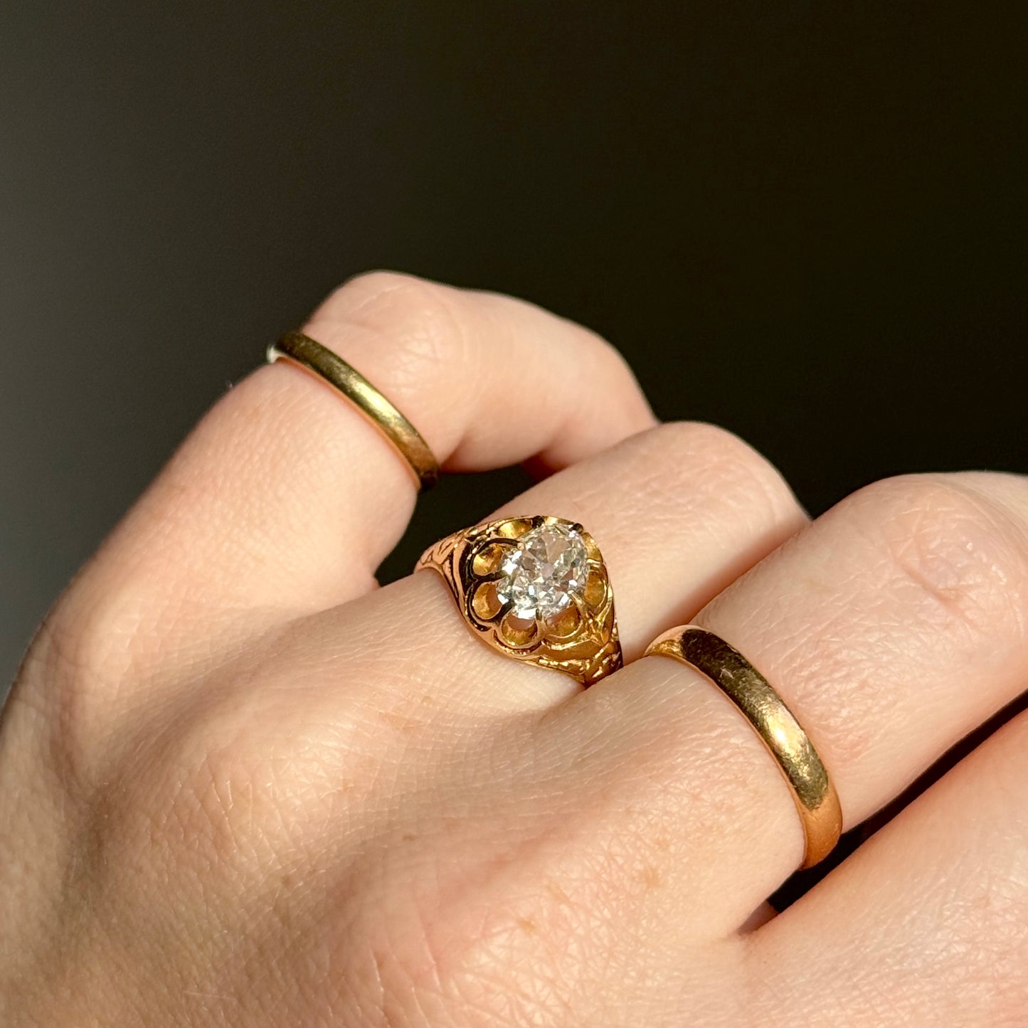 Antique Old Cut Diamond Ring in 15 Carat Gold; Circa 1870