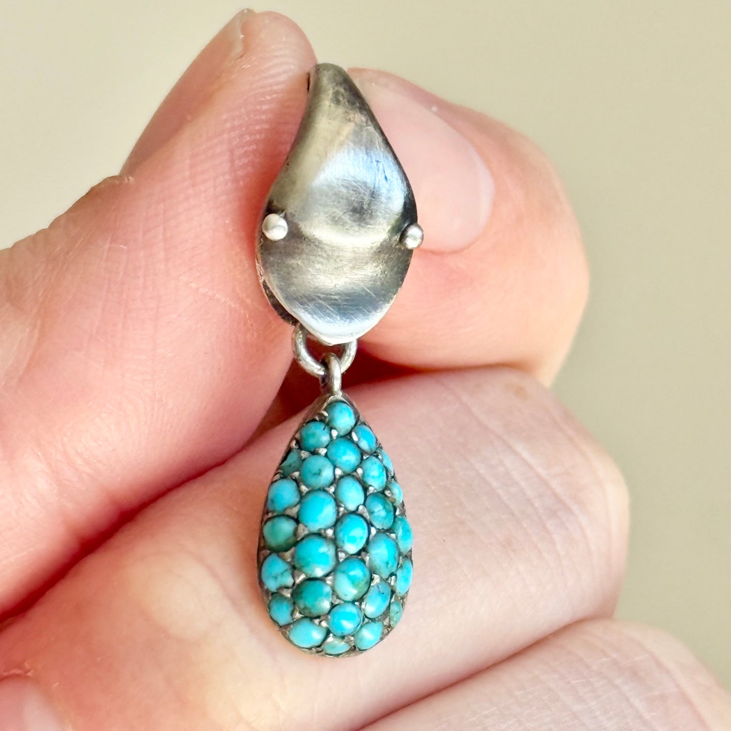 Antique Turquoise Snake Pendant in Silver