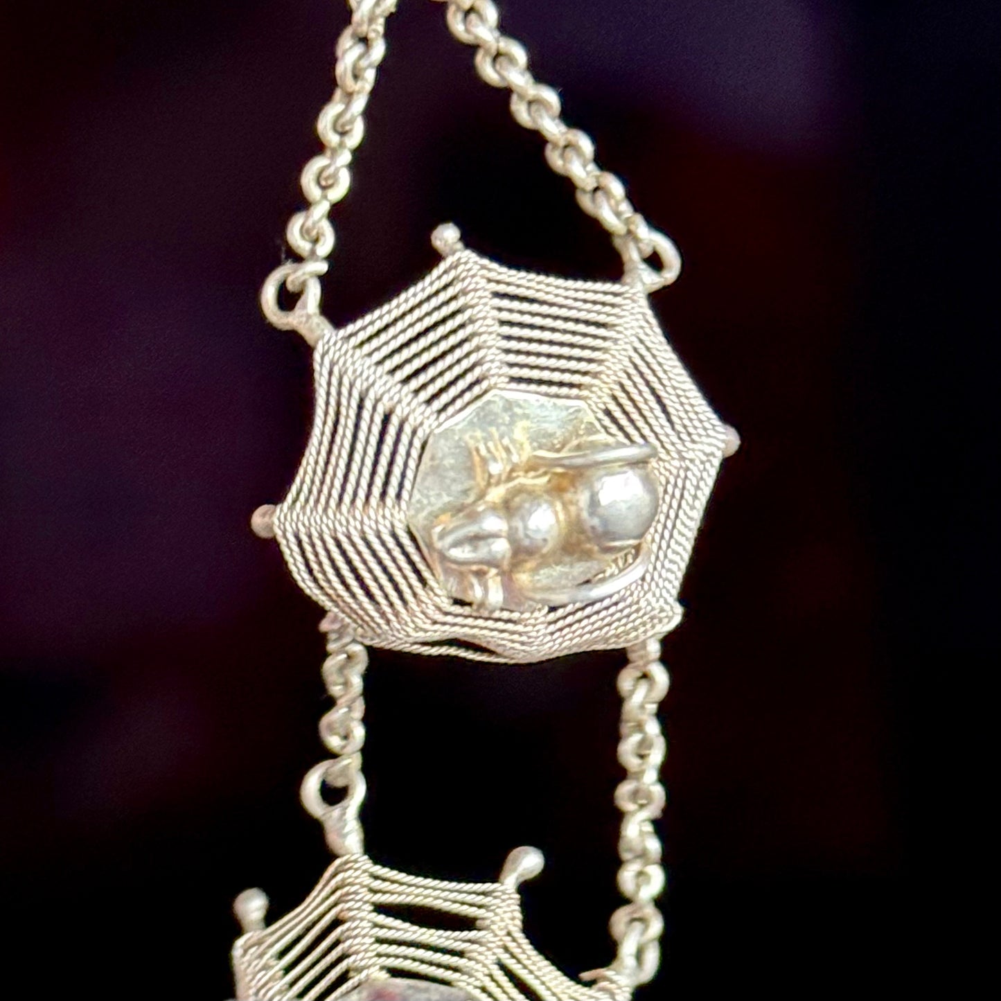 Late Victorian Filigree Spider Web Collar; Circa 1890